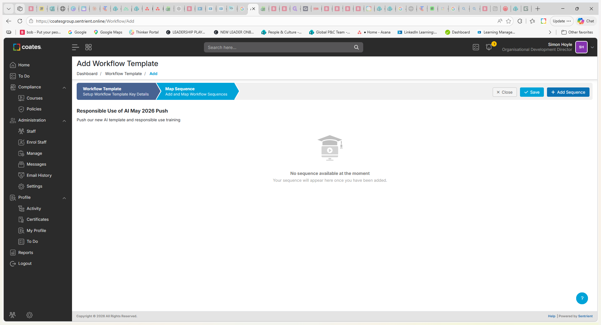 Step #6: Click + Add Sequence to attach the first component.