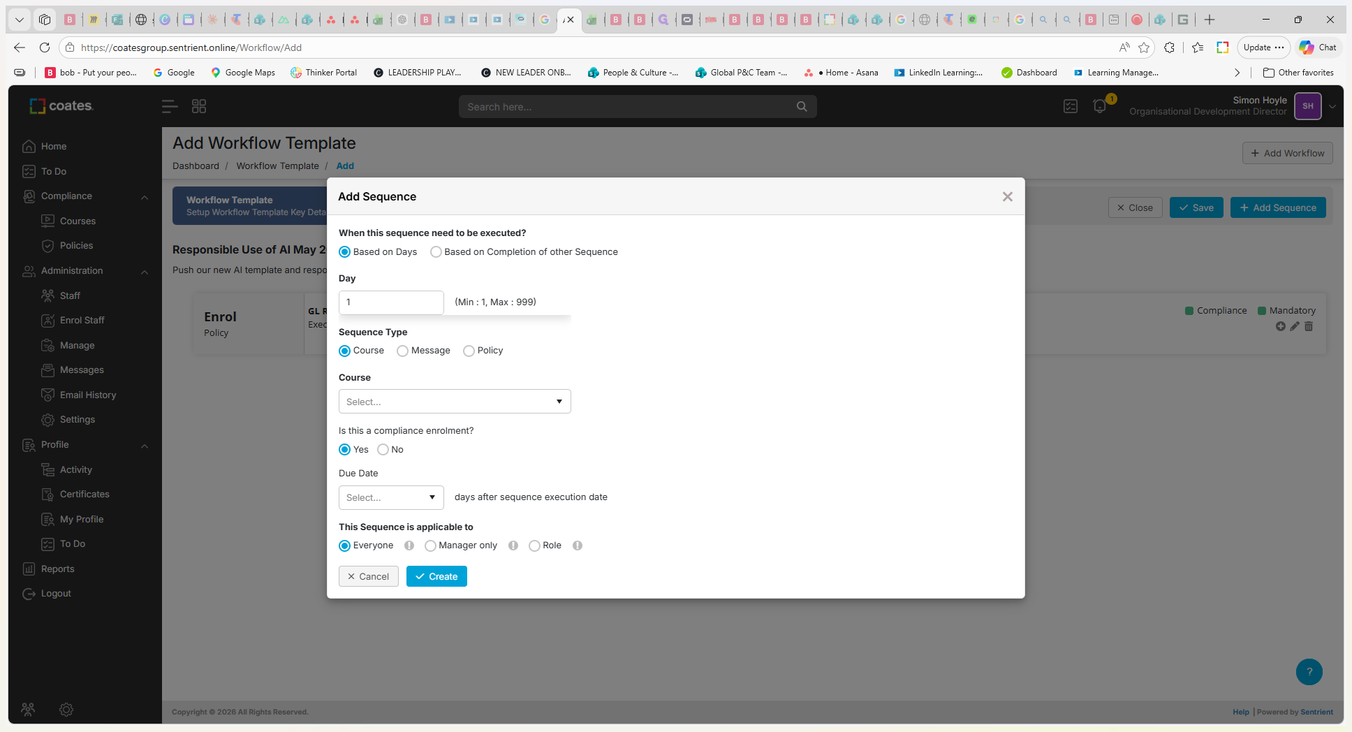 Step #12: Select Based on Days if there is no dependency between the policy and the course.