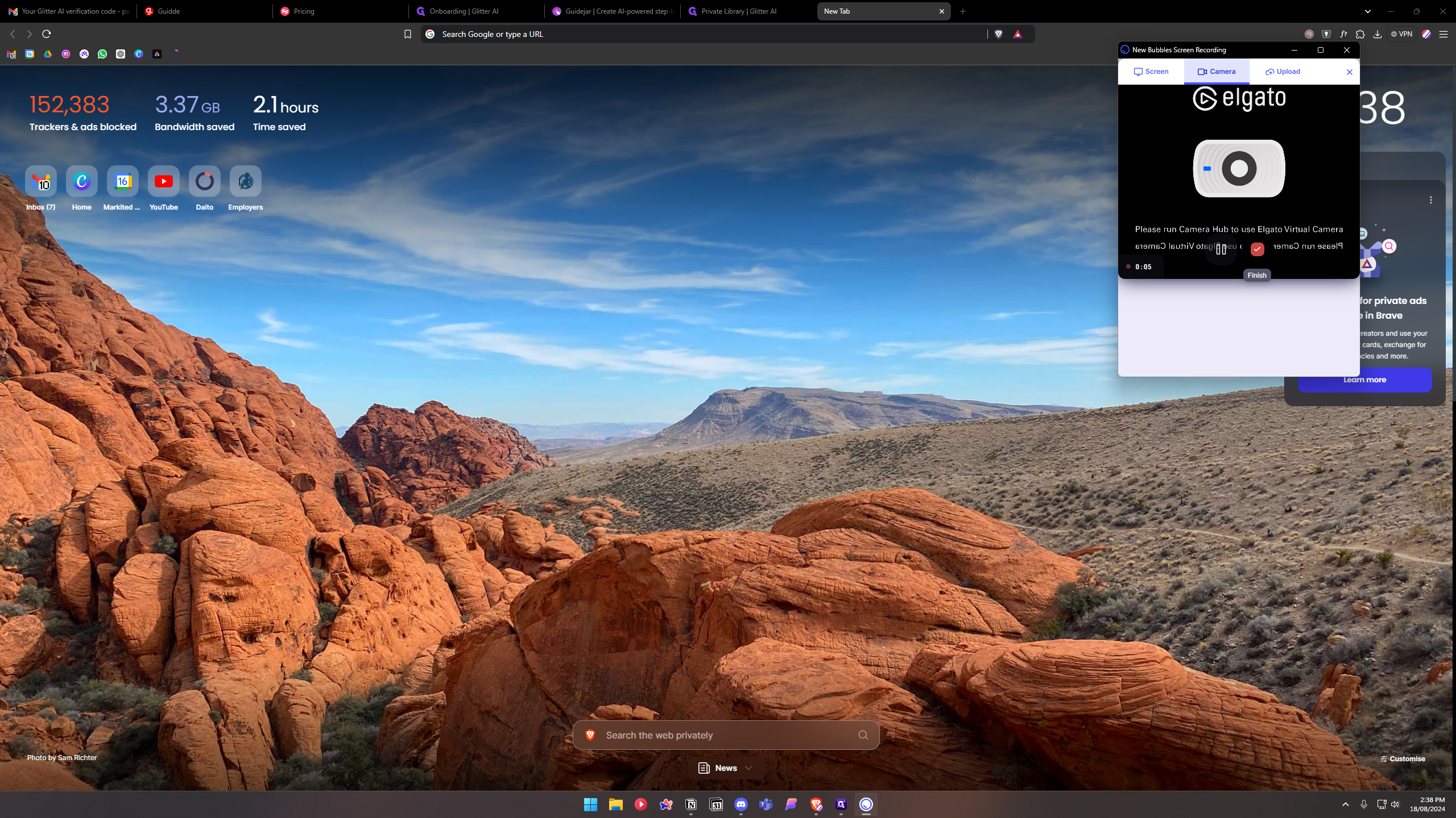 Step #15: Click on "Please run Camera Hub to use Elgato Virtual Camera 6196 16V otsela peu"