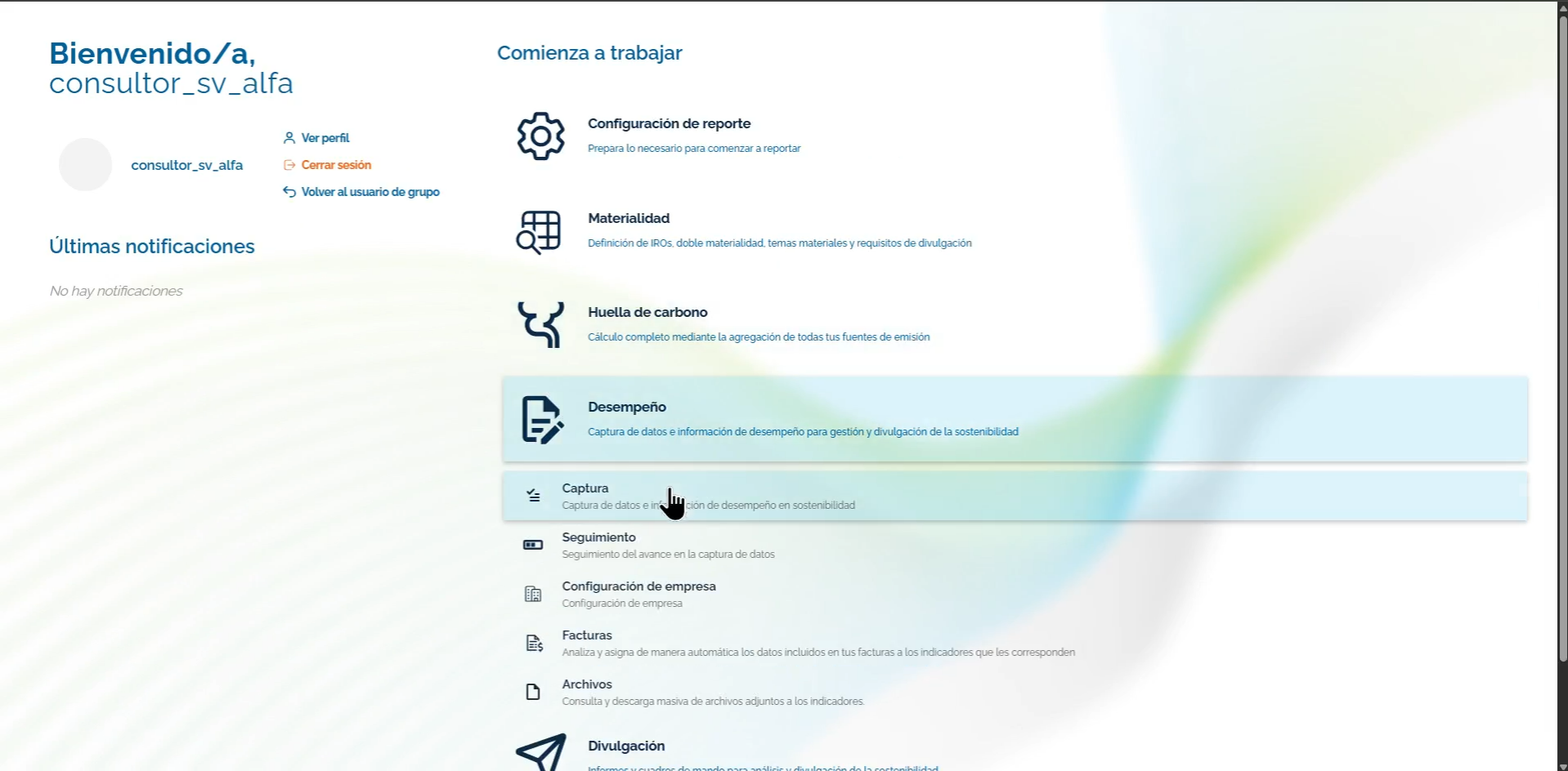 Step #3: Ingresaremos a la plataforma de la empresa y, si luego hacemos clic en Desempeño y Captura: