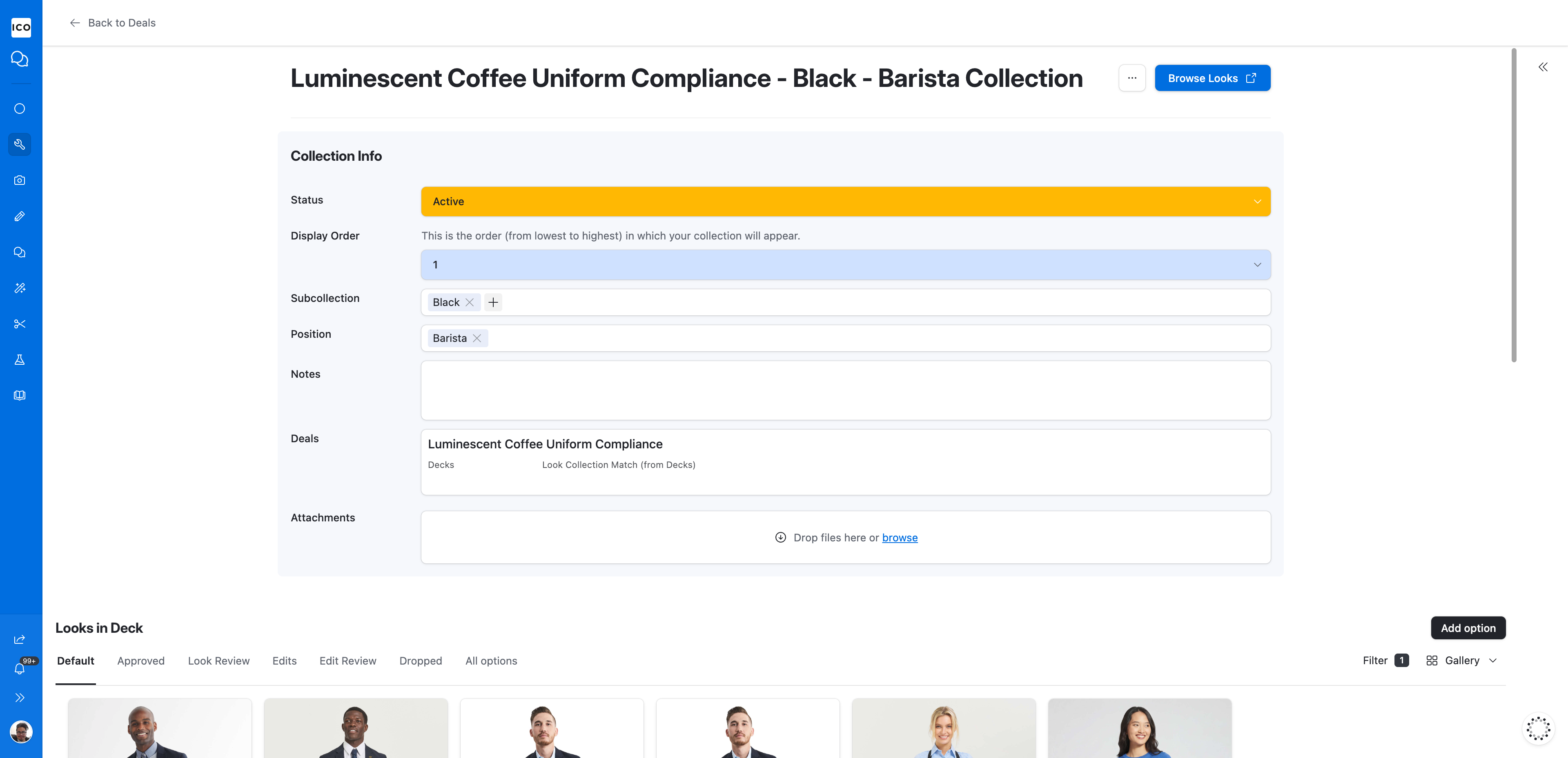 Step #2: Click Browse Looks to view the items currently included in the collection.