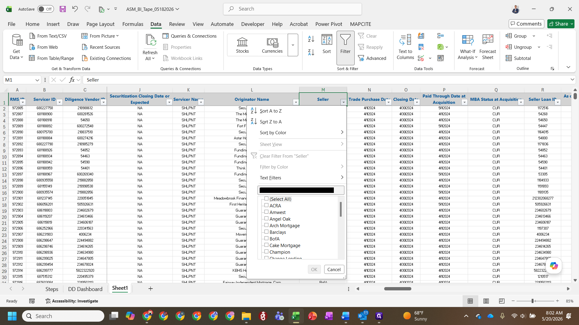 Step #8: Switch to the BI format tab and open the filter menu on the Seller column.