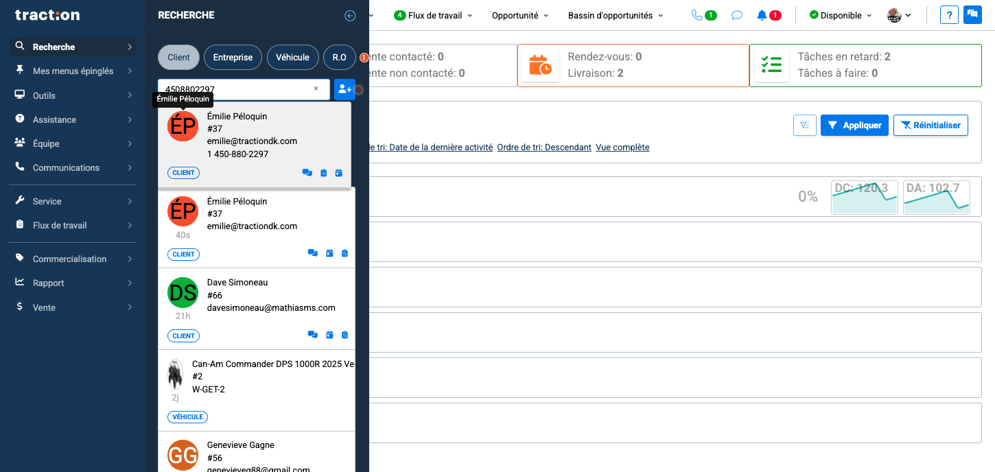 Step #3: Cliquez sur la fiche du client que vous souhaitez consulter.