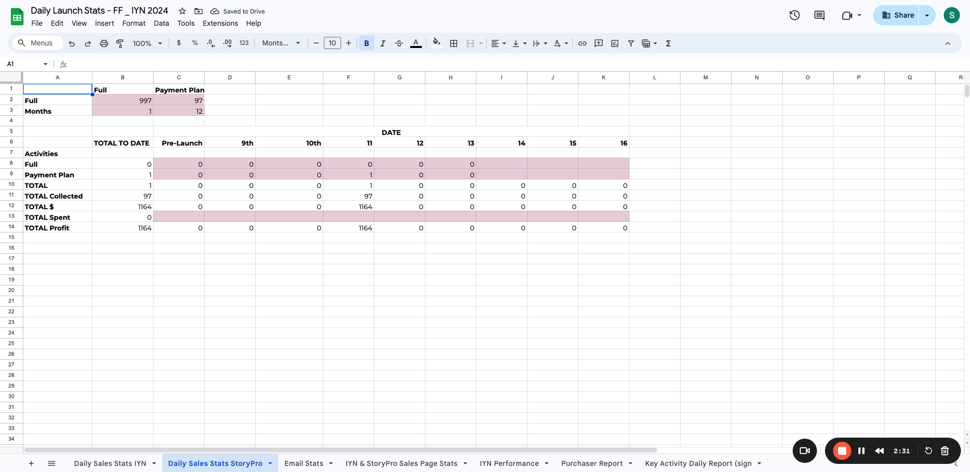 Step #17: Click on "Daily Sales Stats StoryPro ▼"