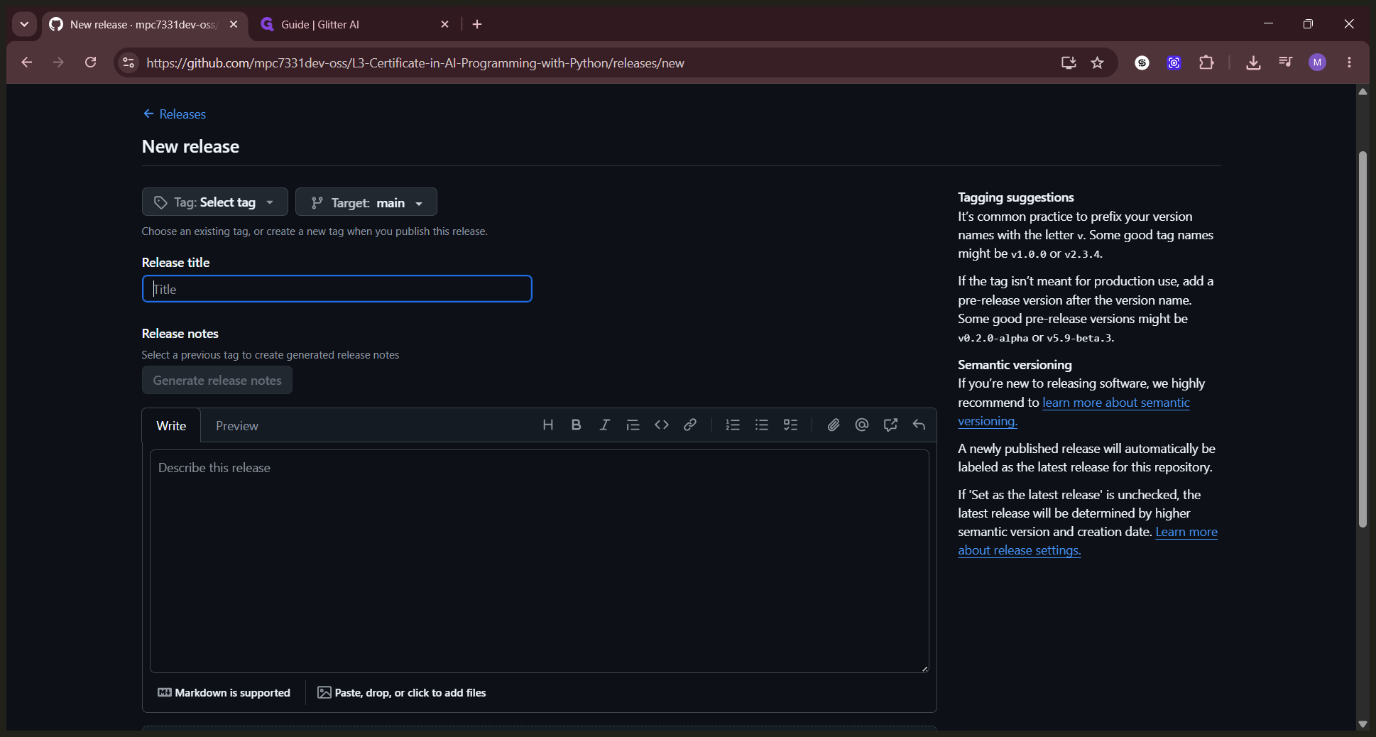 Step #6: Enter a descriptive title for your release in the Release title field.