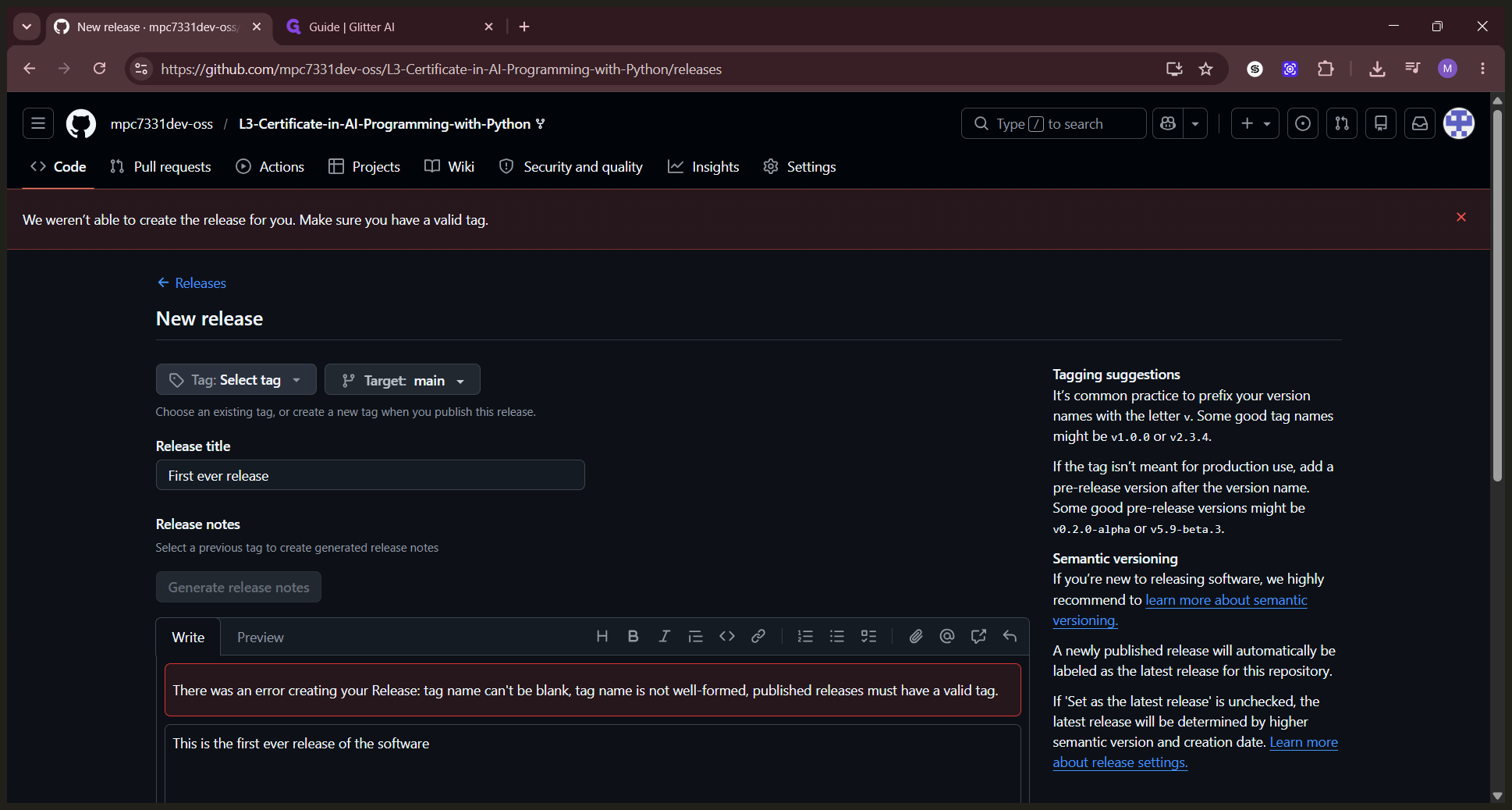 Step #8: Click the Choose a tag dropdown menu.
