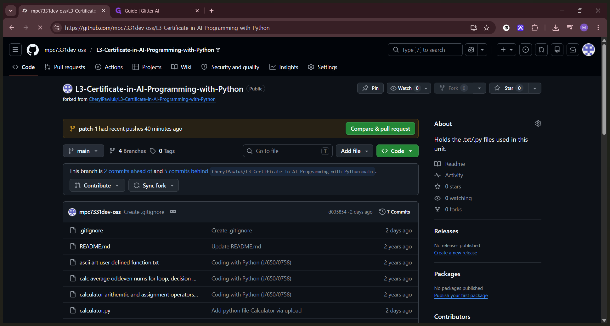 Step #2: Click the branch selector dropdown, which currently displays main.