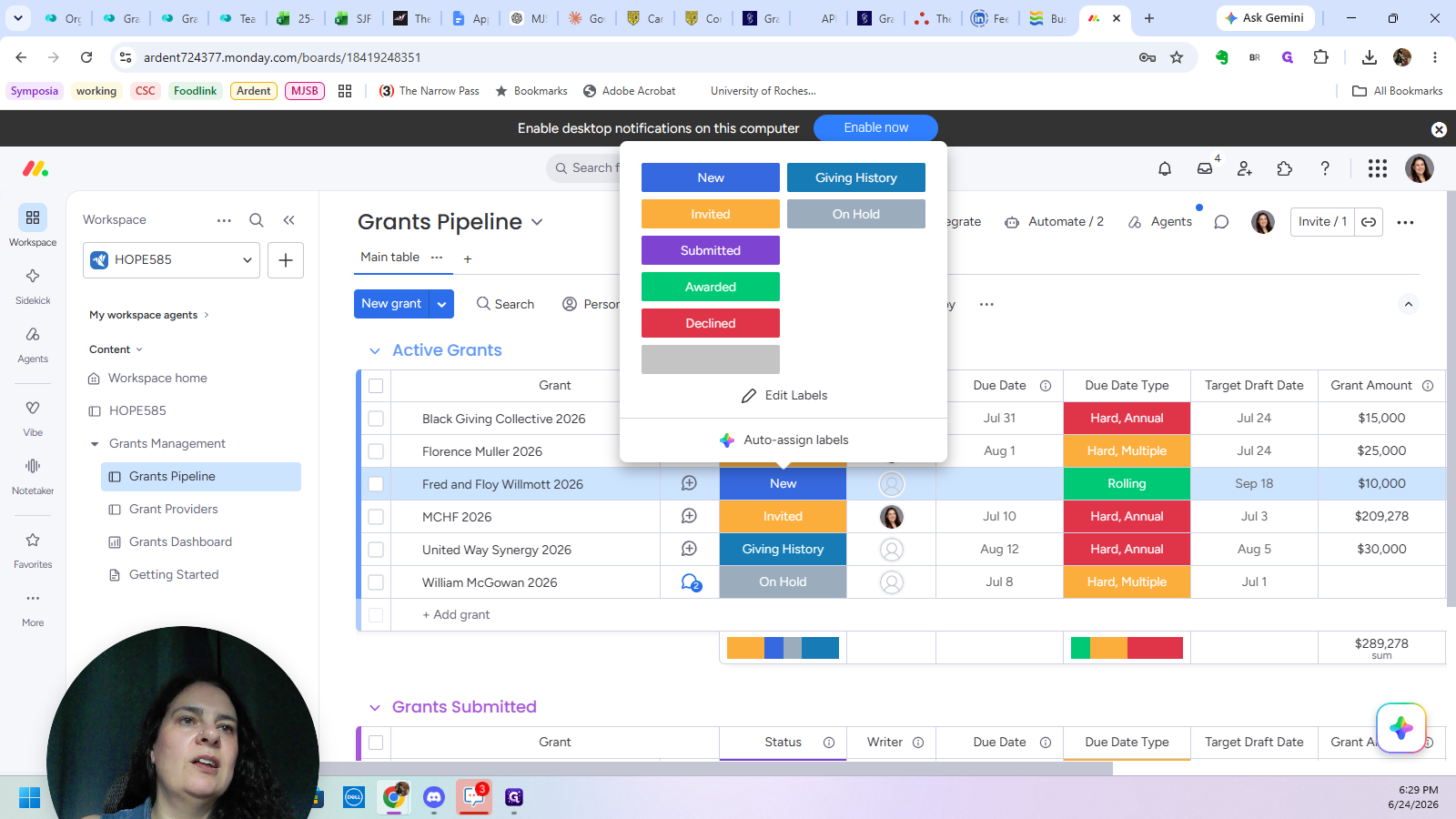 Step #4: Select the appropriate status from the dropdown, or click Edit Labels to customize the options and colors.