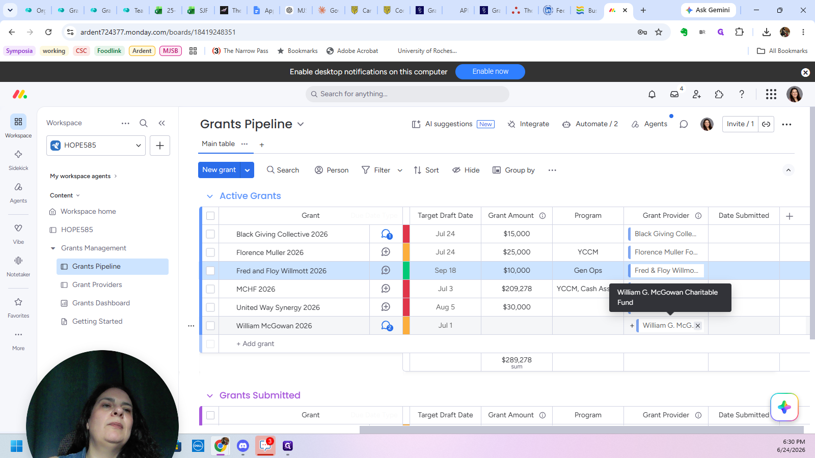 Step #5: Click on the Grant Provider field to associate the grant with a specific organization.