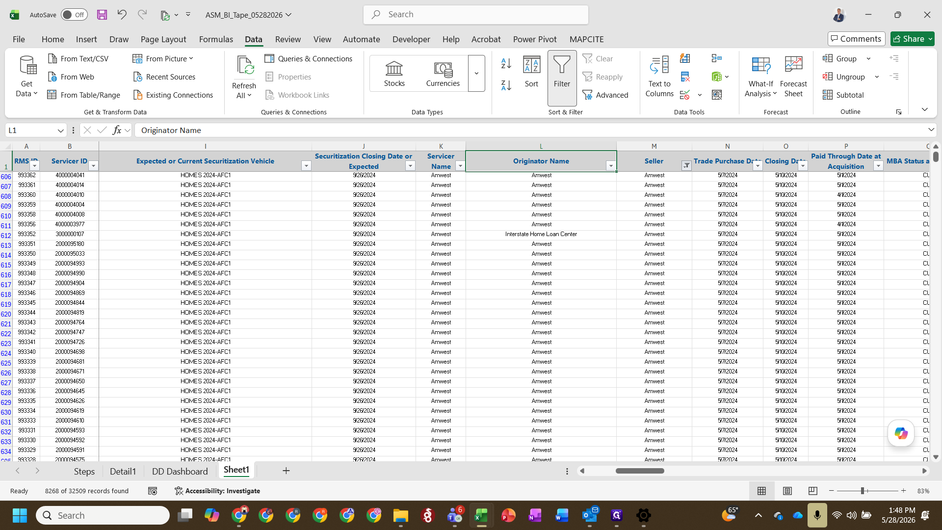 Step #6: Select a specific originator such as Amwest from the filter list.
