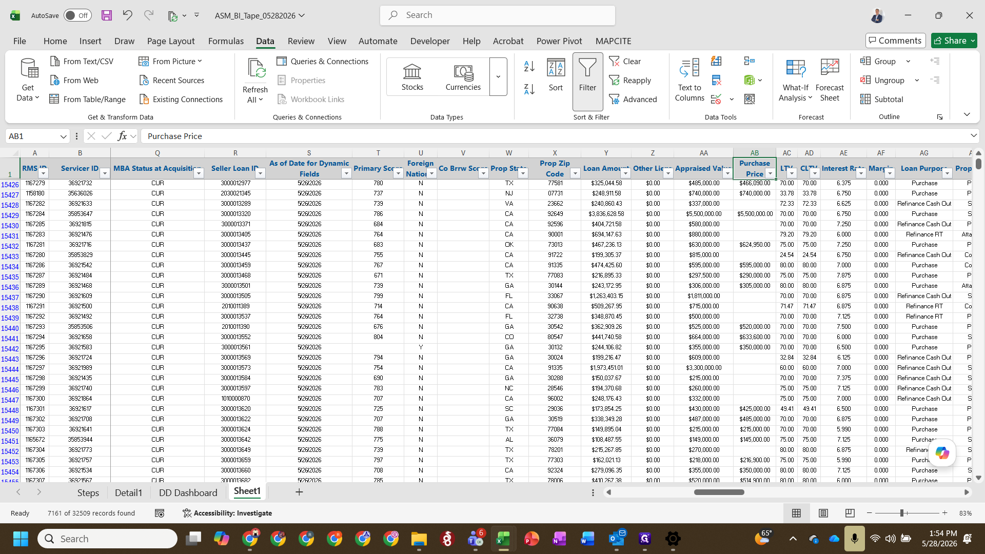Step #13: Check the Purchase Price column for $0 or blank values on loans where the purpose is listed as purchase.