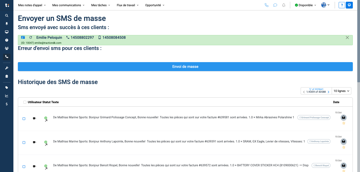 Step #9: Puis cliquez sur "envoi de masse"