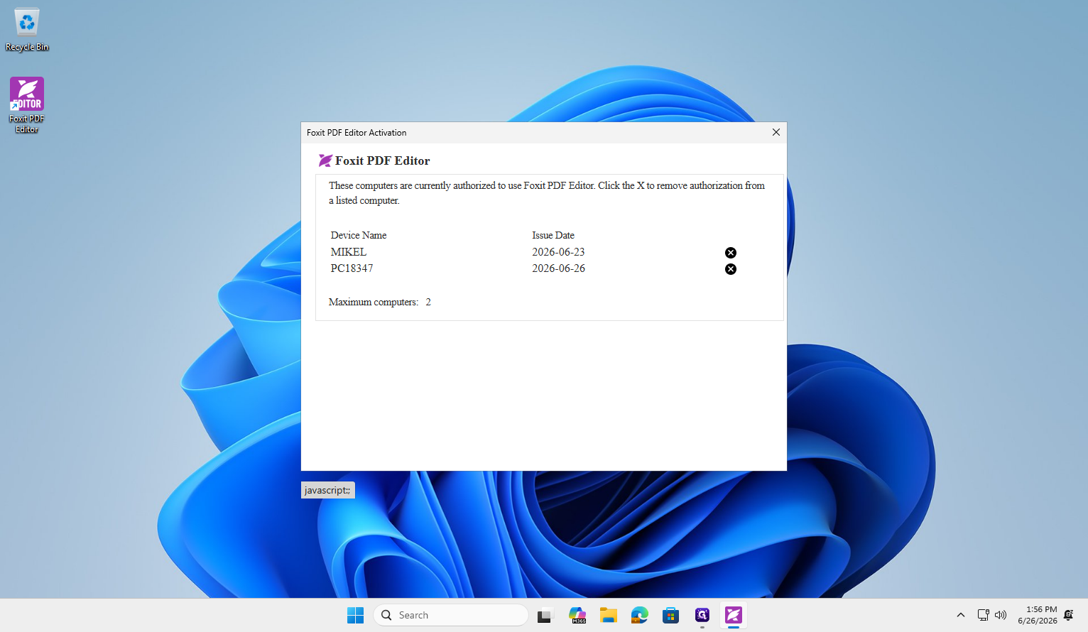 Step #10: In the device management window, click the Remove Authorization icon next to an older or unused device.