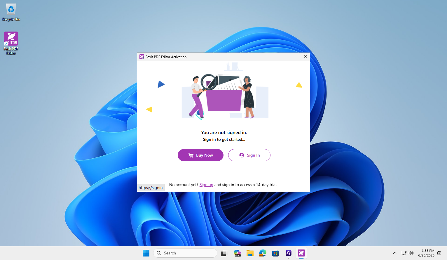Step #2: Click Sign In when the activation window appears.