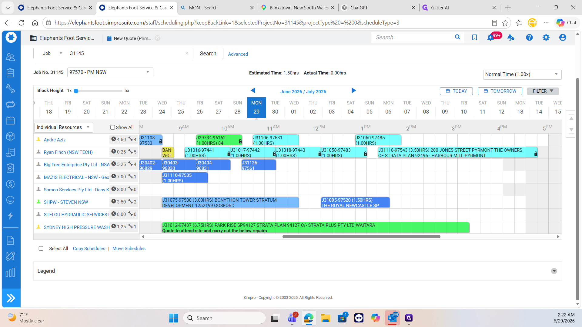 Step #23: Click on an available time block on the schedule to assign the job.