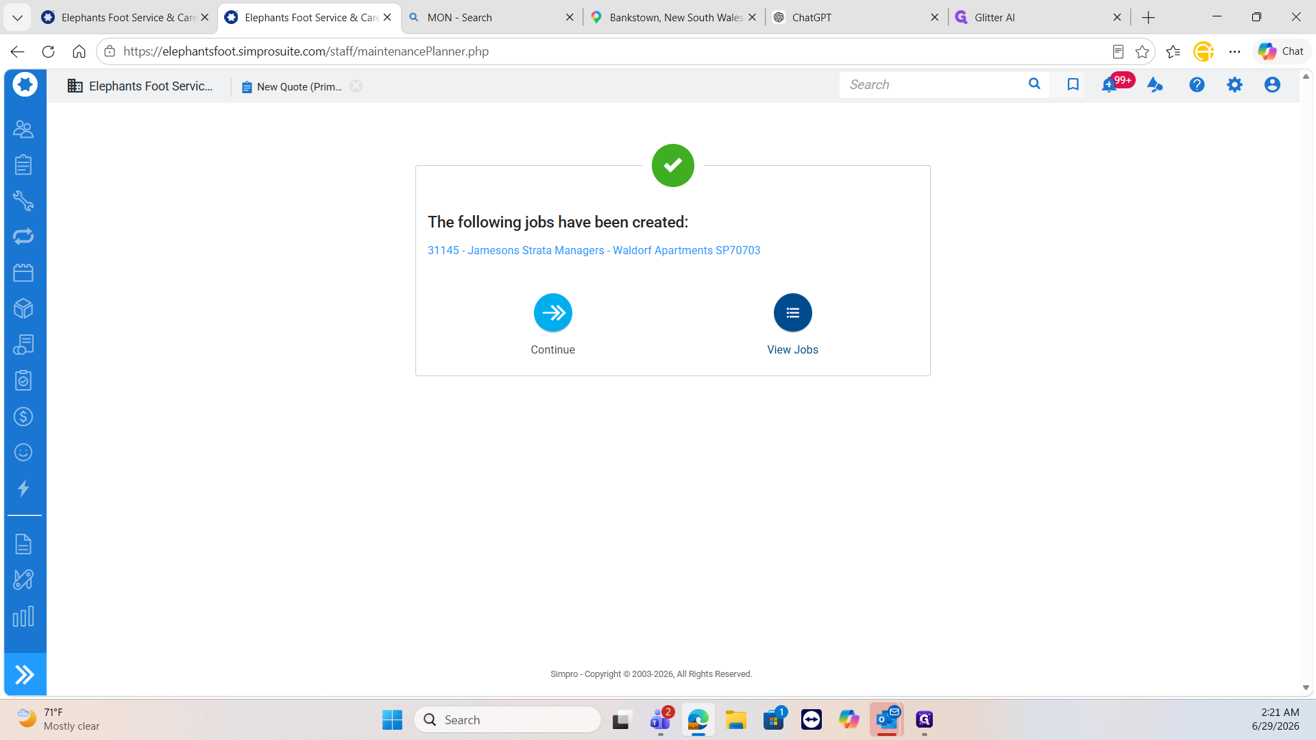 Step #15: Click the Continue arrow to proceed to the newly created job.