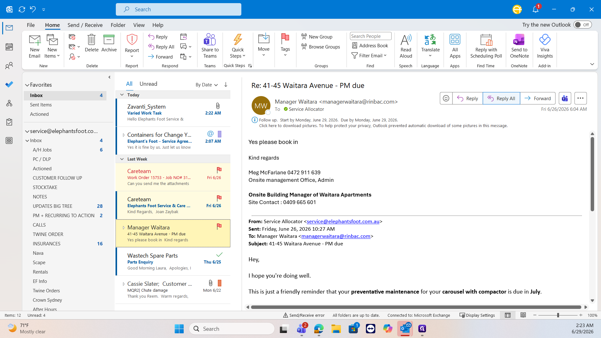 Step #24: Return to the original email in Outlook and click Reply.