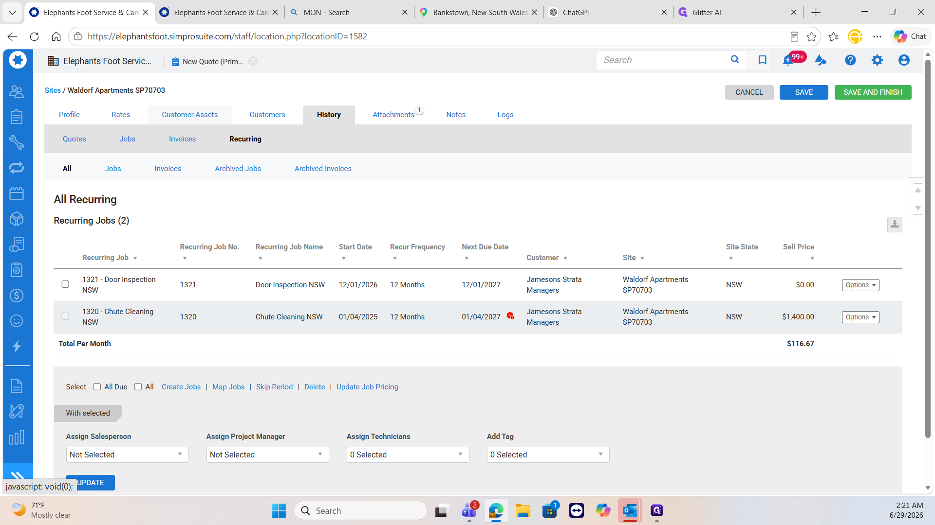 Step #5: Click Customer Assets to review the specific equipment that requires maintenance.