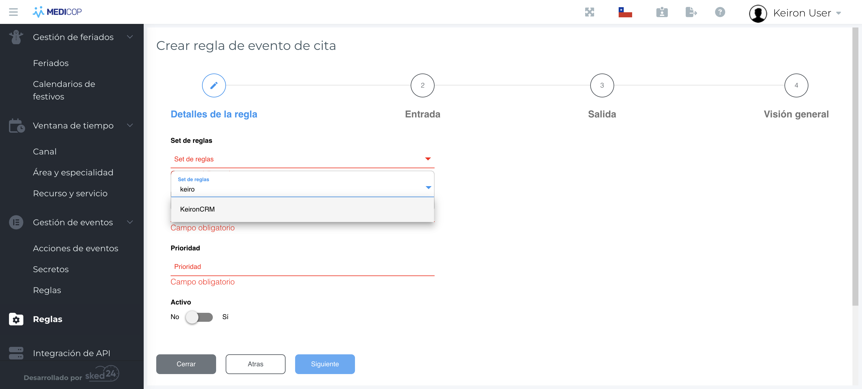 Step #7: Seleccionen el set de reglas al que pertenece