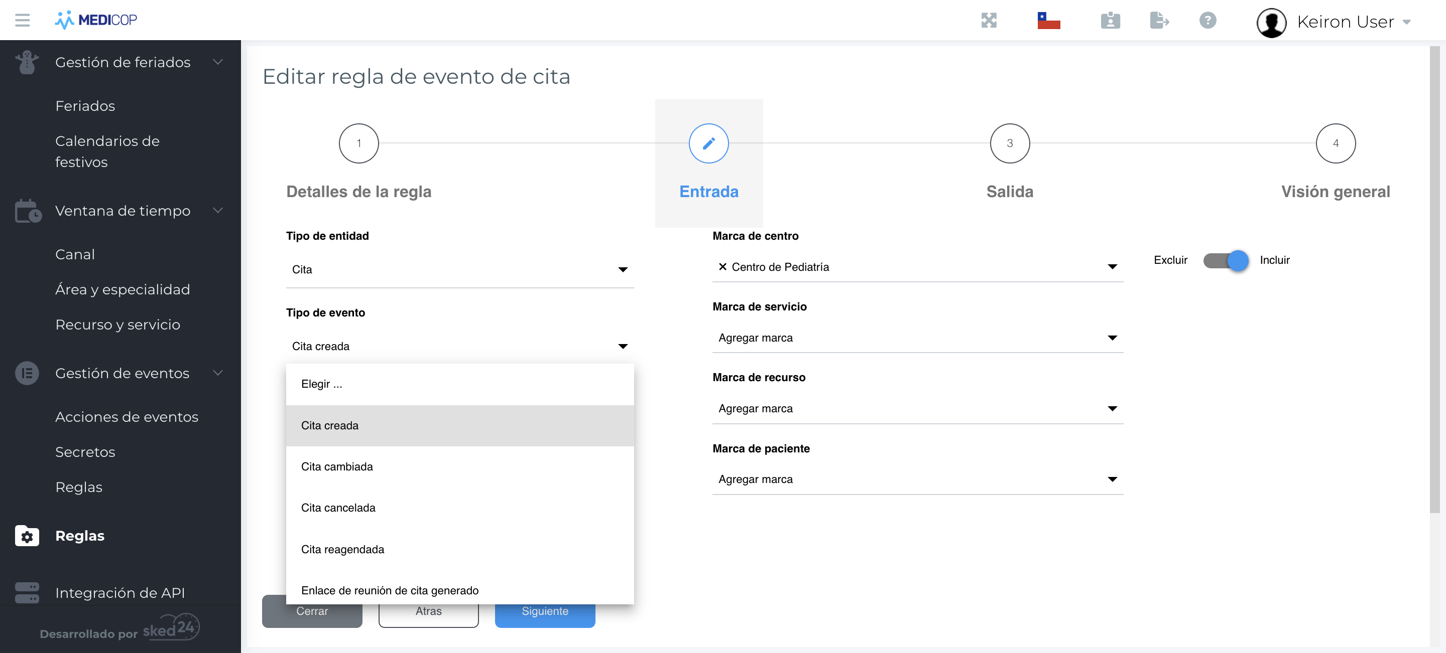 Step #11: Tipo de evento Cita creada