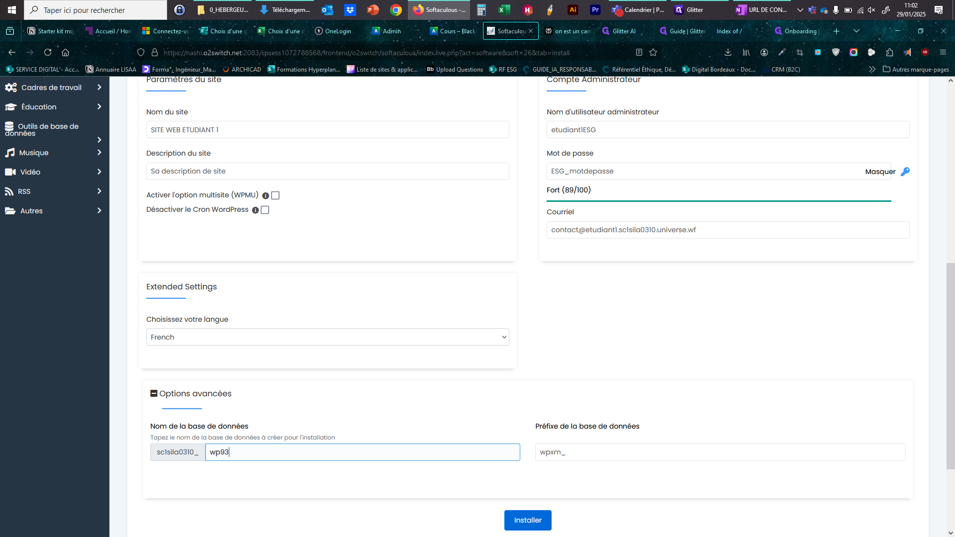 Step #8: Vous pouvez modifier le nom et le préfixe de votre base de données Wordpress qui vous est donné par défaut.