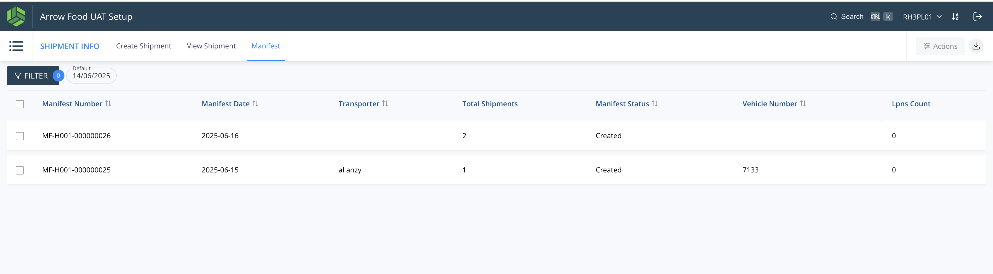 Step #43: All the manifests created can be viewed at Manifest Tab.