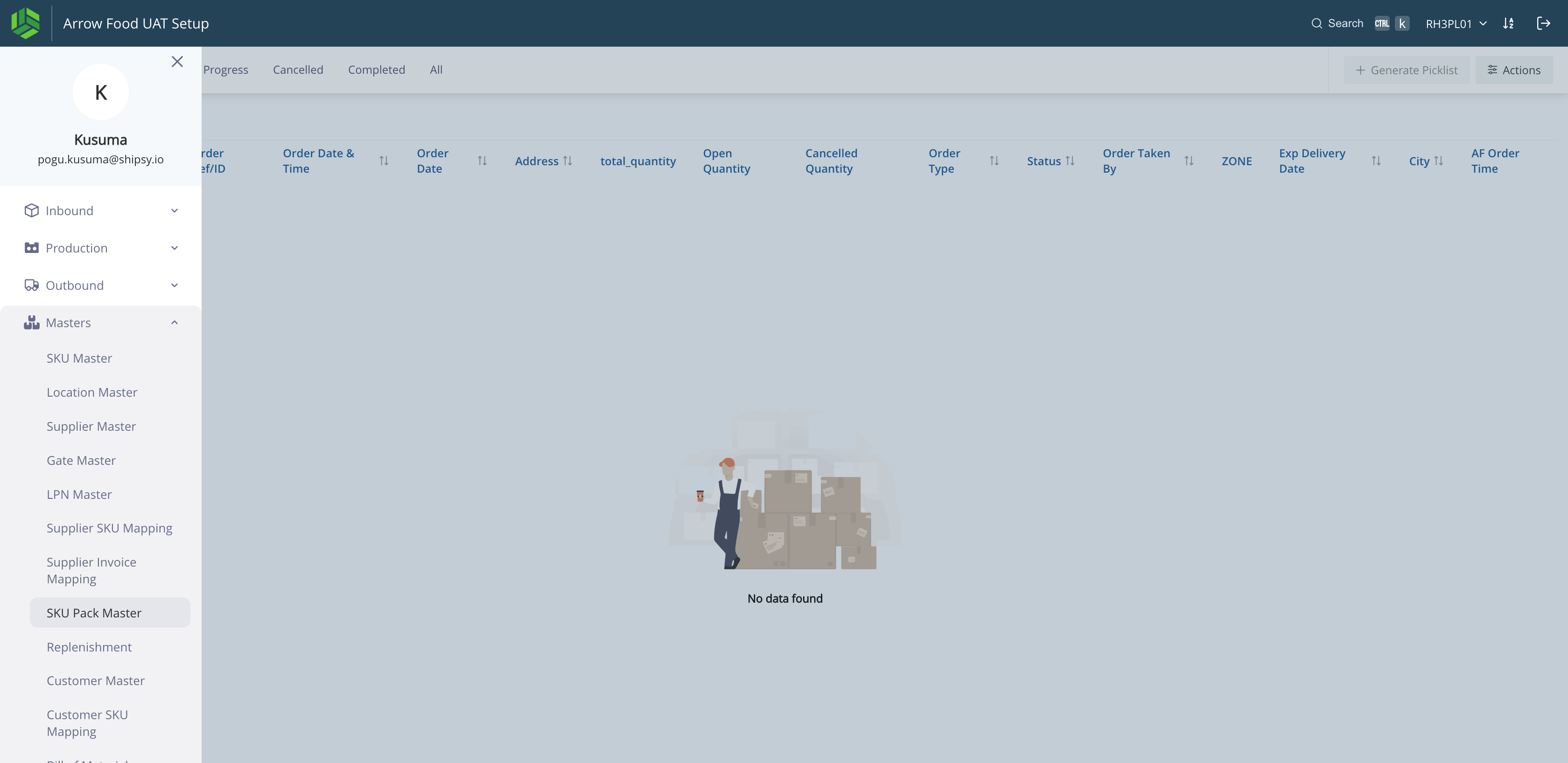 Step #1: Navigate to Masters > SKU Pack Master. 