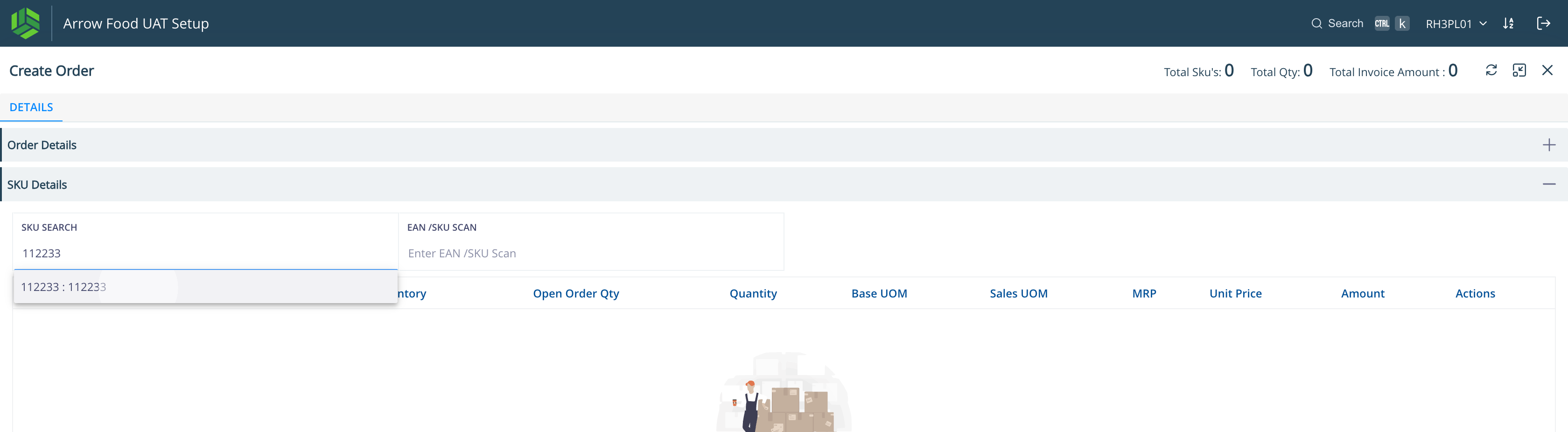 Step #14: Choose the SKUs for the order. 
