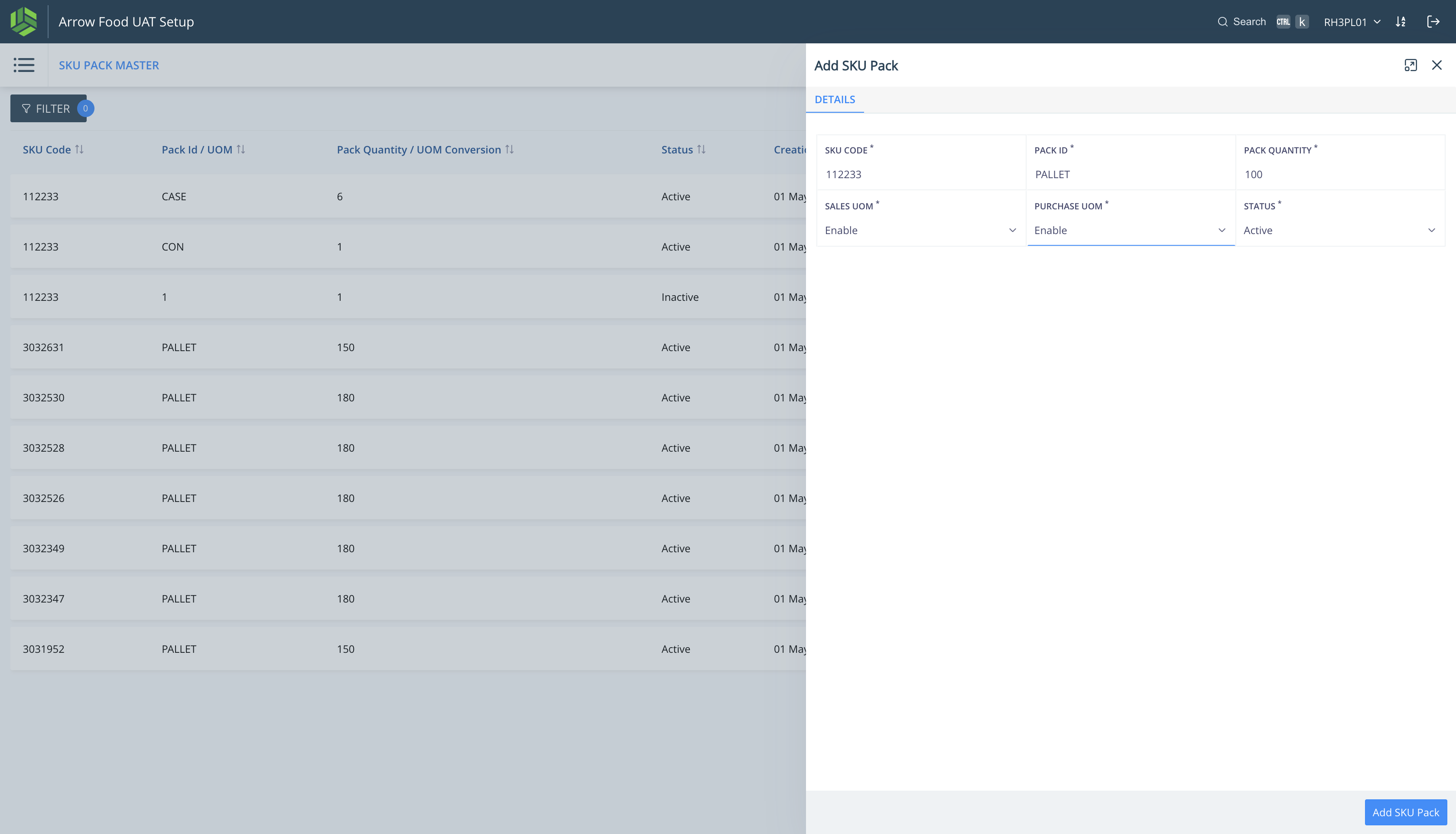 Step #7: Click on "Add SKU Pack"