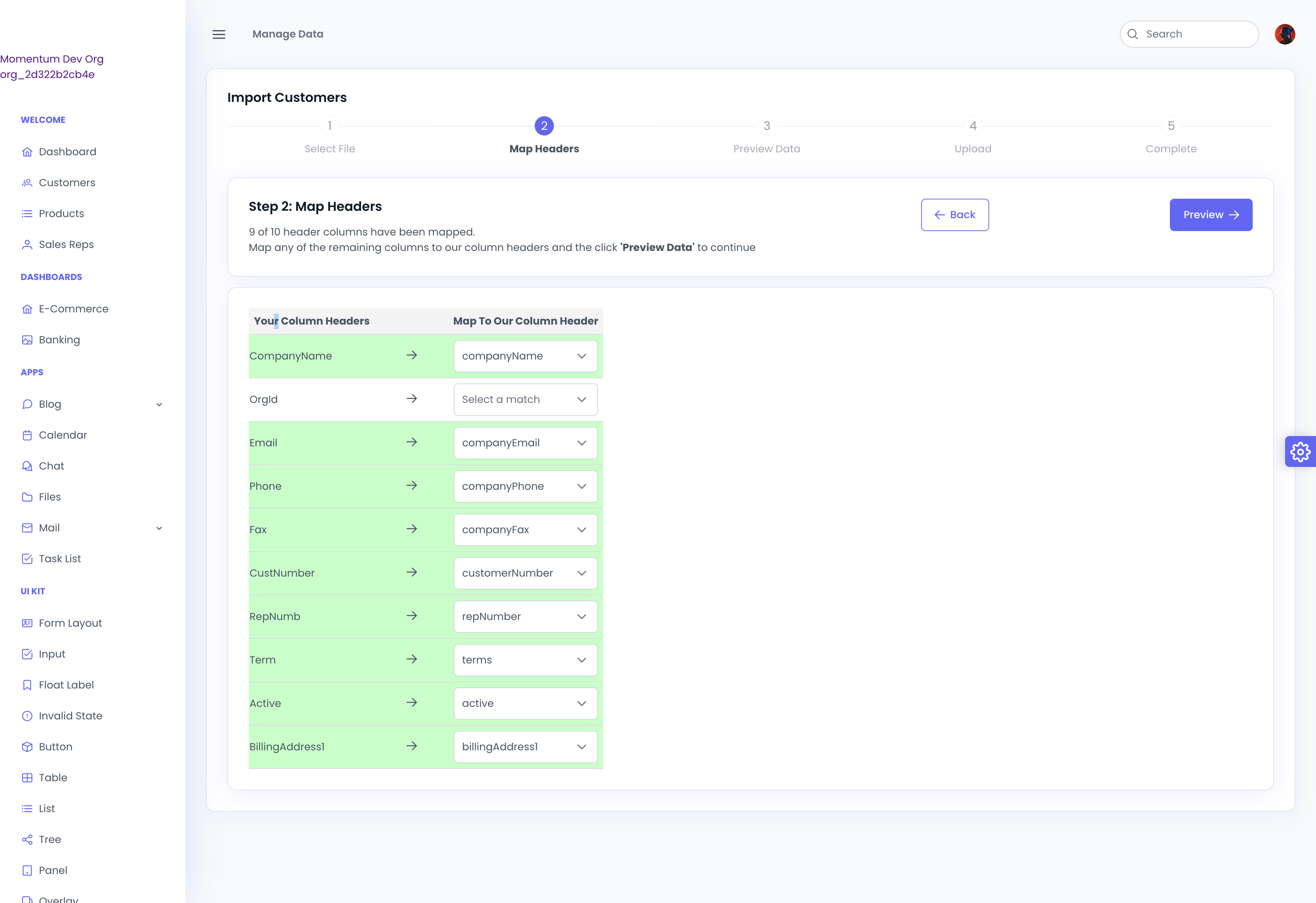 Step #5: Click on "Your Column Headers"
