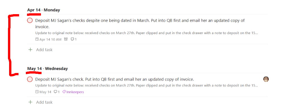 Step #4: Look for the last day of April, which isn't listed here. You see it go from April 14th to May 14th.