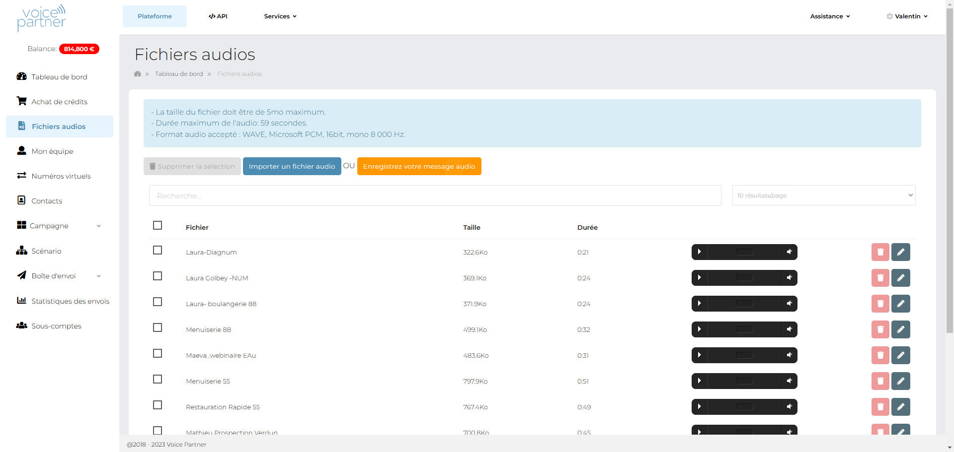 Step #3: Cliquez sur "Importer un fichier audio OU Enregistrez votre message audio"