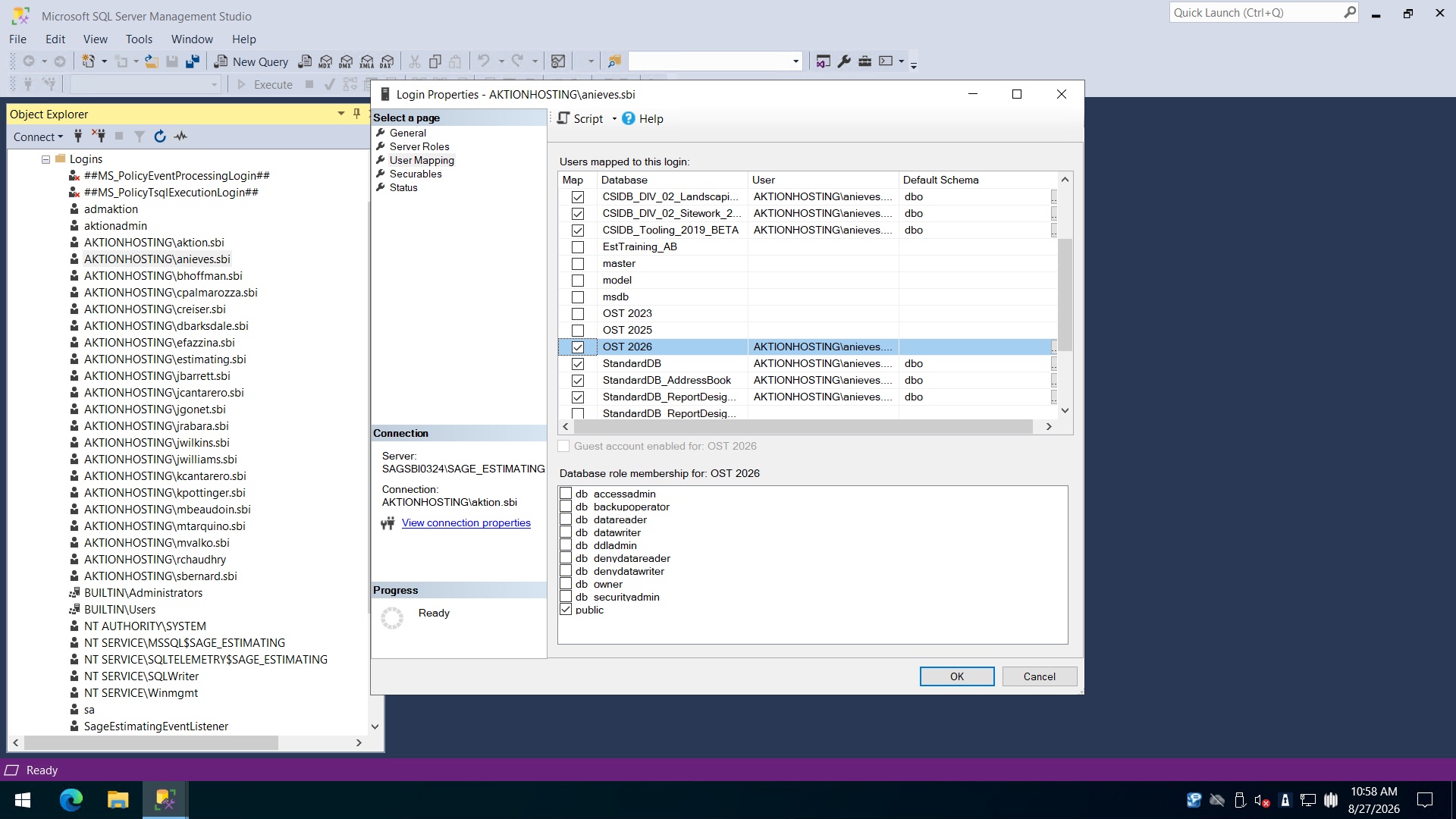 Step #12: Click the db_datareader checkbox under Database role membership.