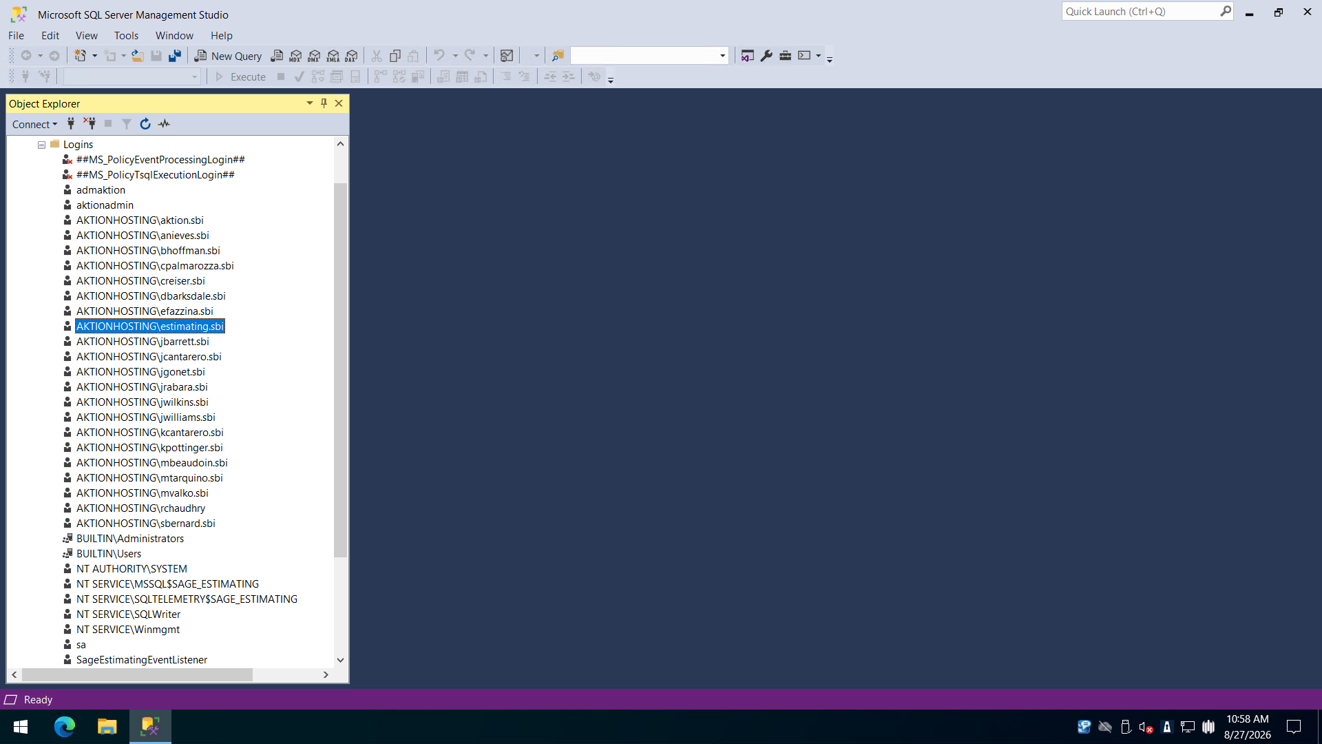 Step #15: Right-click a login account that already exists in Object Explorer to open its context menu.