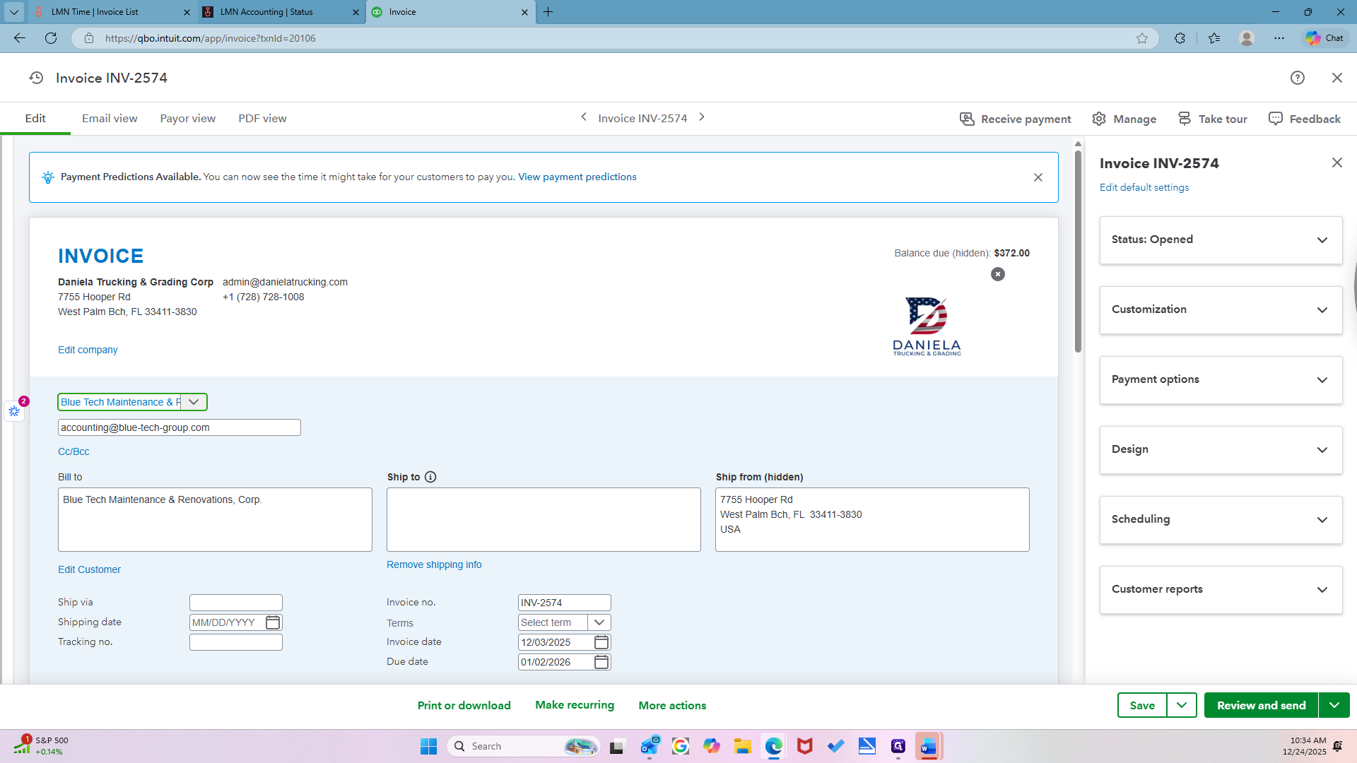 Step #97: Click on "LMN Time | Invoice"