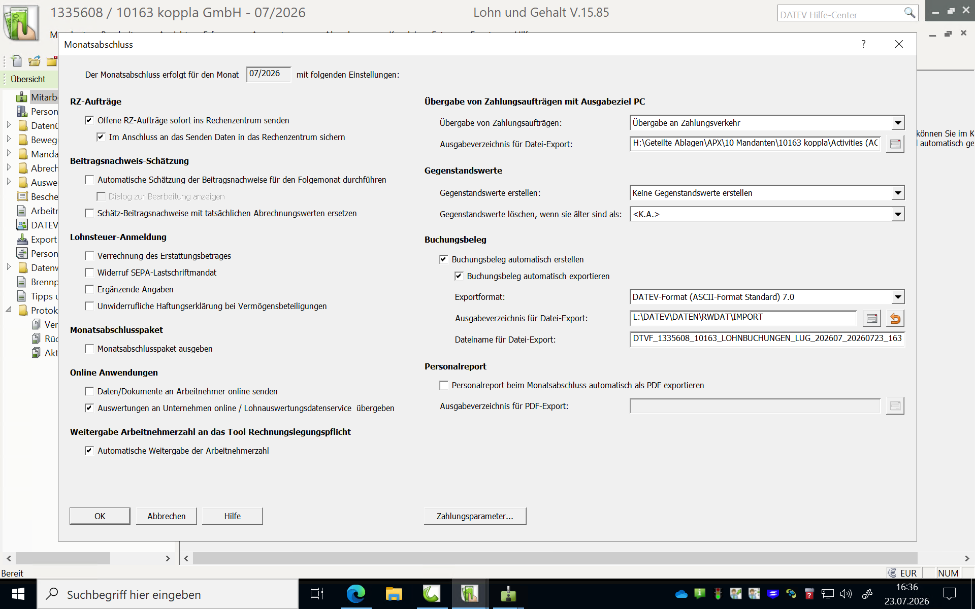 Step #21: Prüfen Sie Ihre Einstellungen für den Datenexport und klicken Sie auf OK.