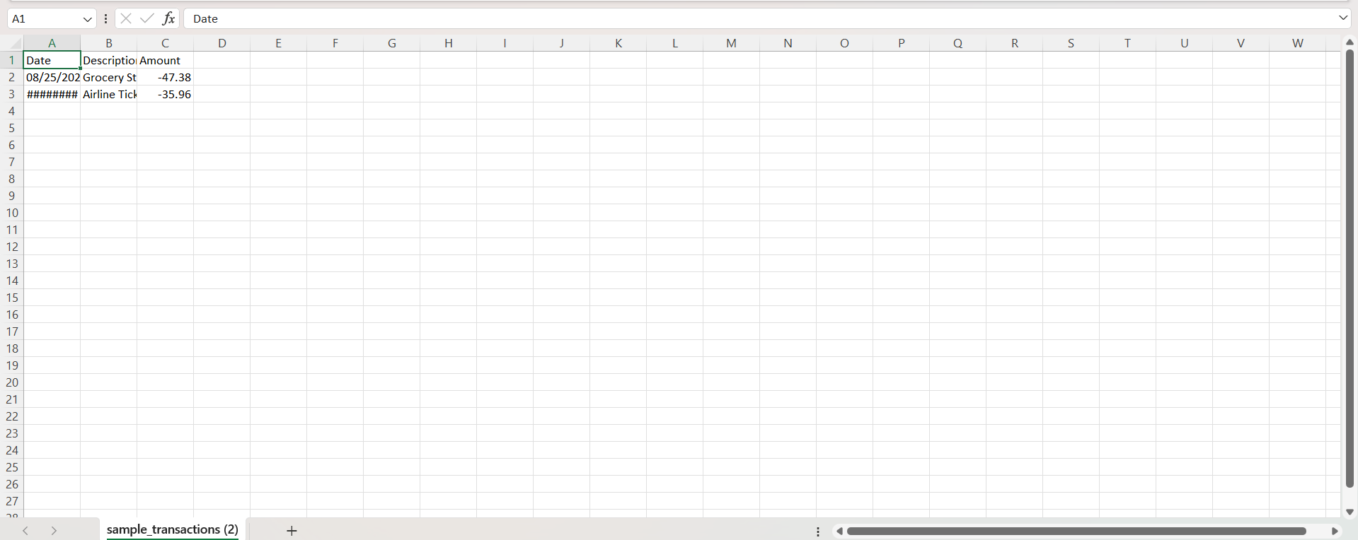 Step #3: An Excel file will be downloaded and then can refer for adding transactions
