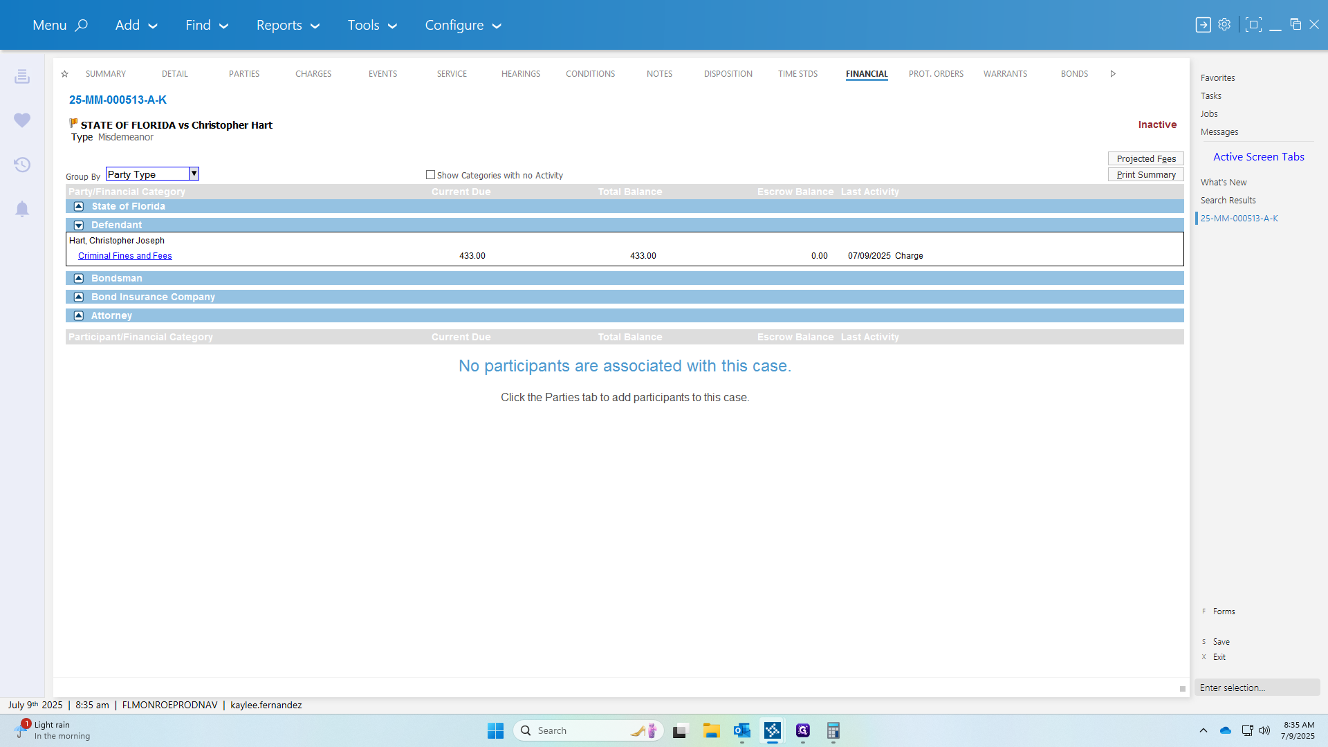 Step #52: Click on "Criminal Fines and Fees"