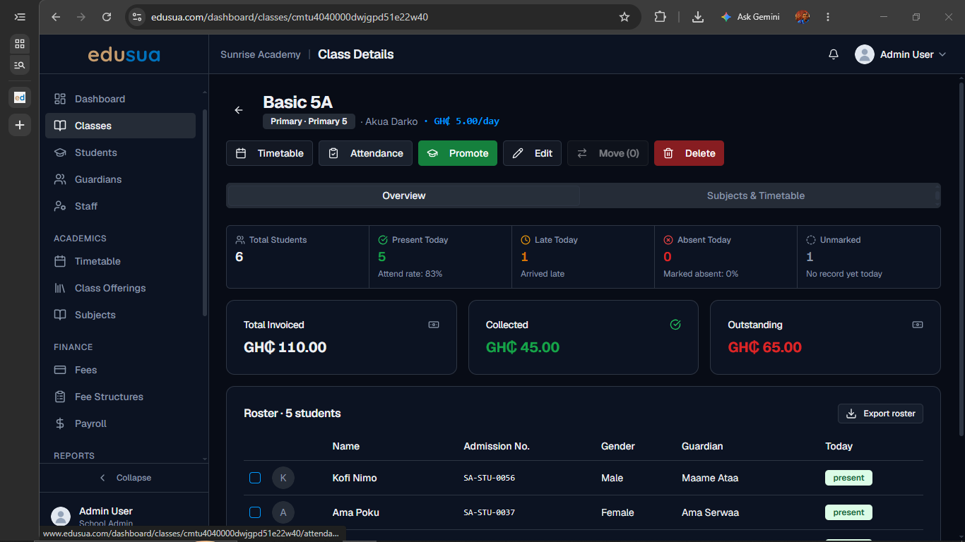 Step #1: Click Attendance in the top action toolbar on the Class Details page.