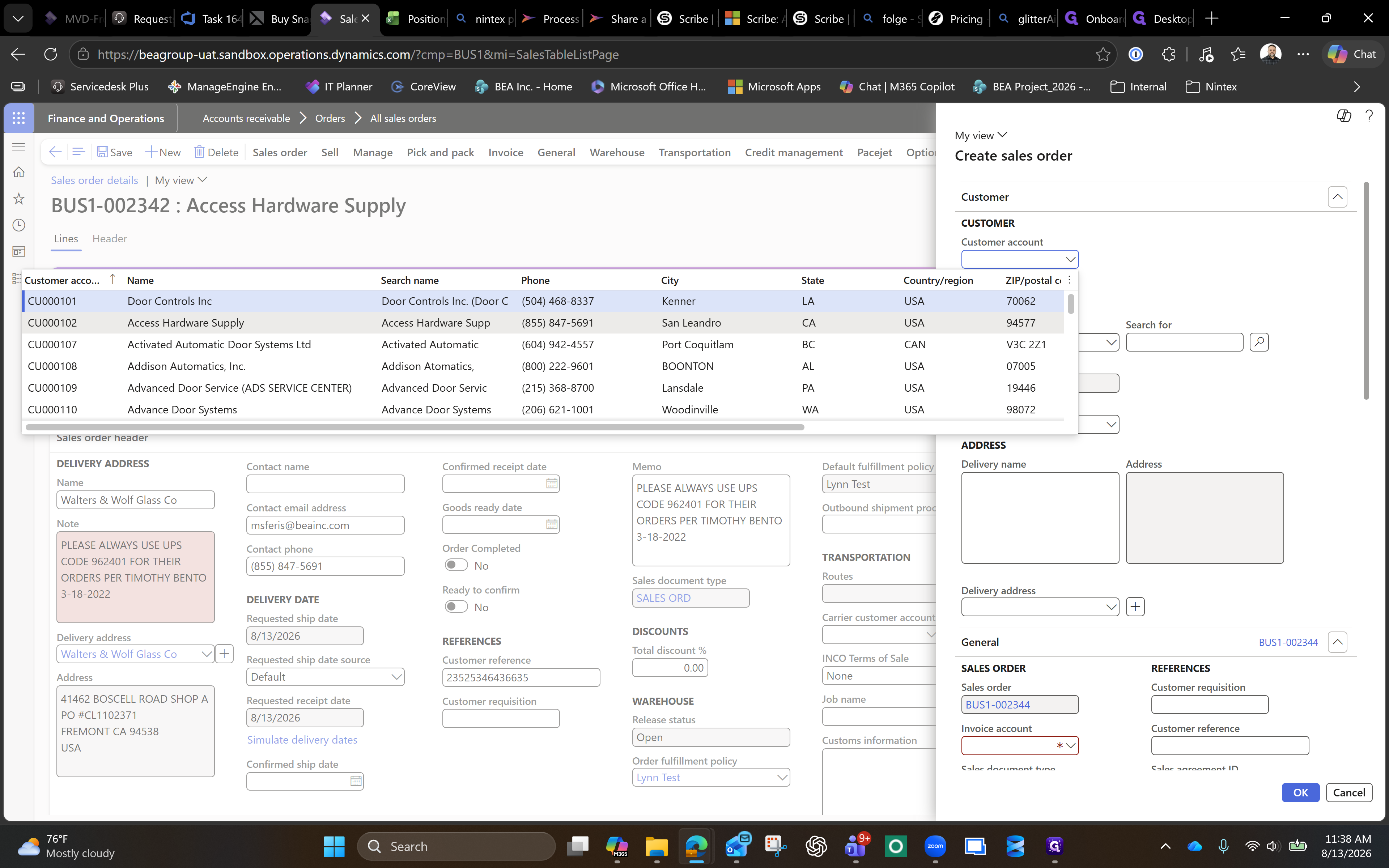 Step #5: Select the appropriate customer from the dropdown list, such as Access Hardware Supply.