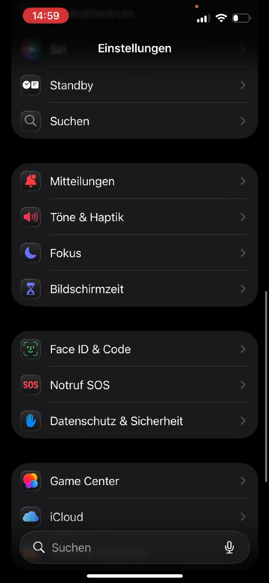 Step #12: Scrolle nach unten und tippe auf Bildschirmzeit.