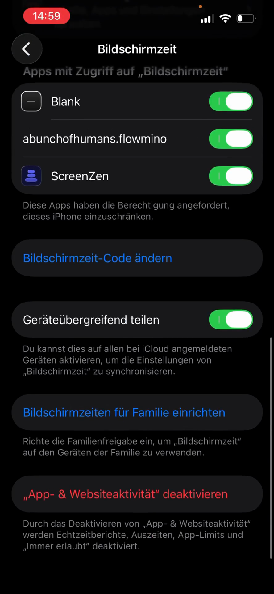 Step #23: Tippe auf Bildschirmzeit-Code ändern (oder erstellen), um die getätigten Beschränkungen final mit einem eigenen Code zu sperren.