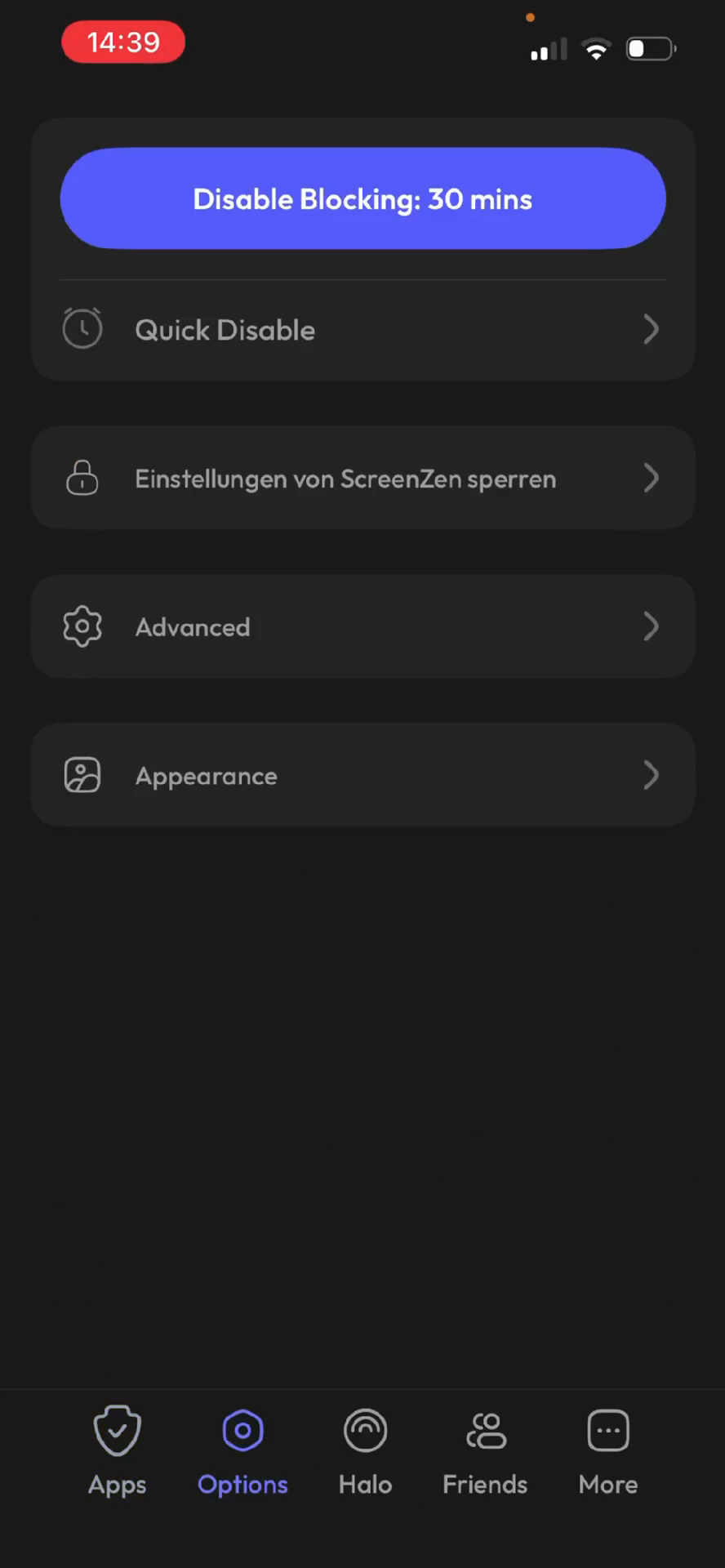 Step #6: Tippe auf Einstellungen von ScreenZen sperren.