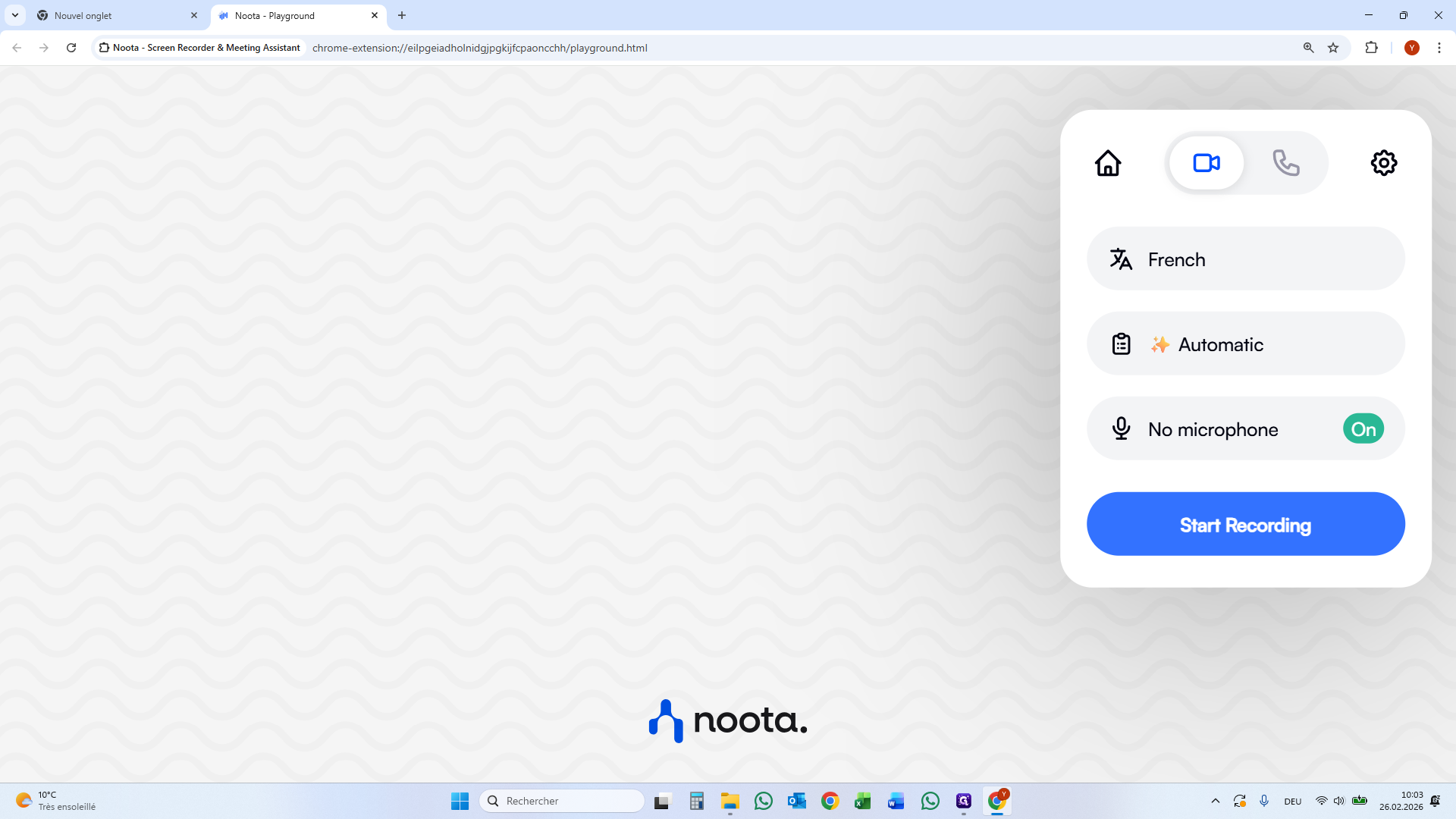 Step #4: Cliquez sur "Start Recording"