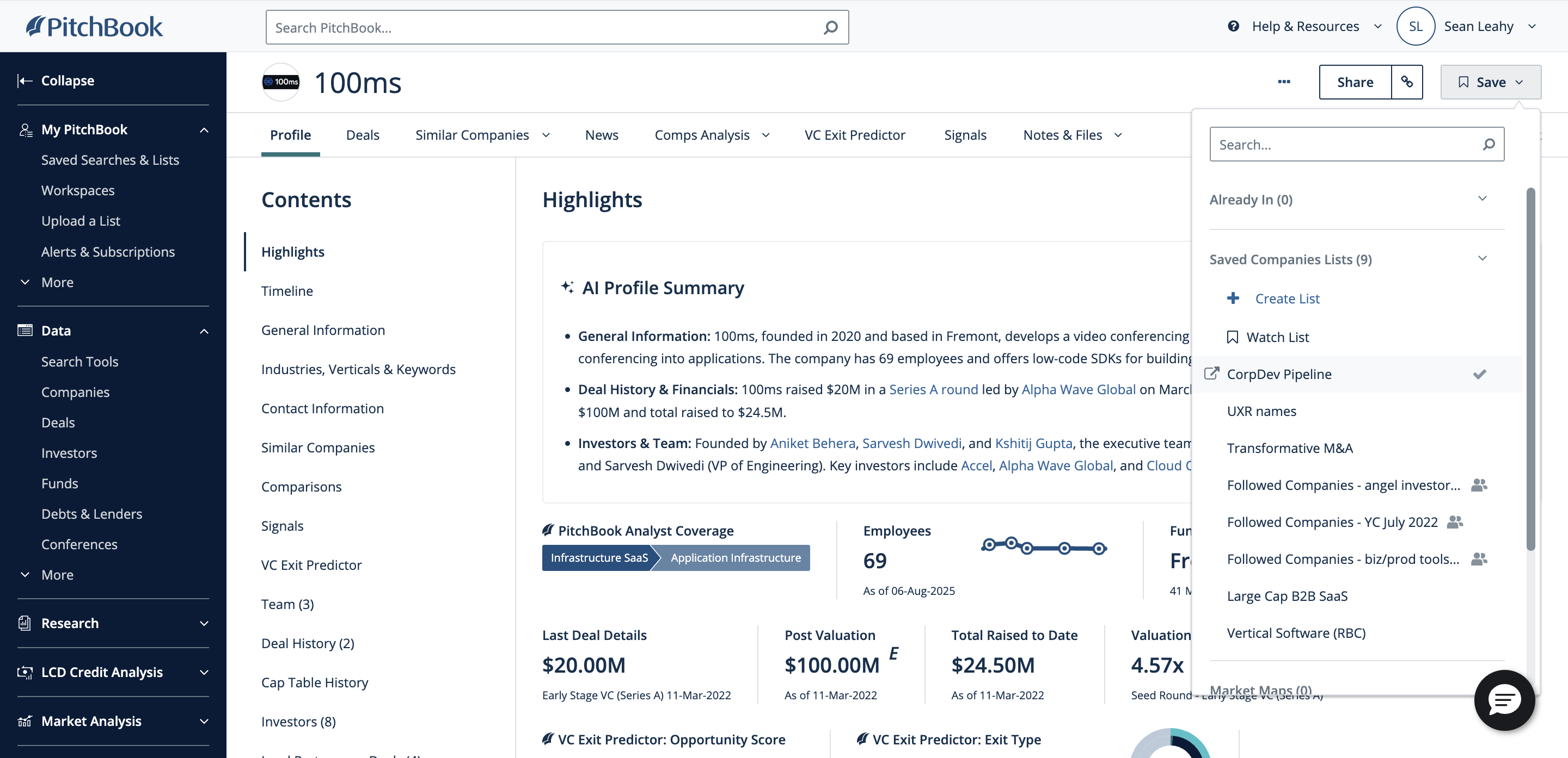 Step #6: Click on "CorpDev Pipeline"