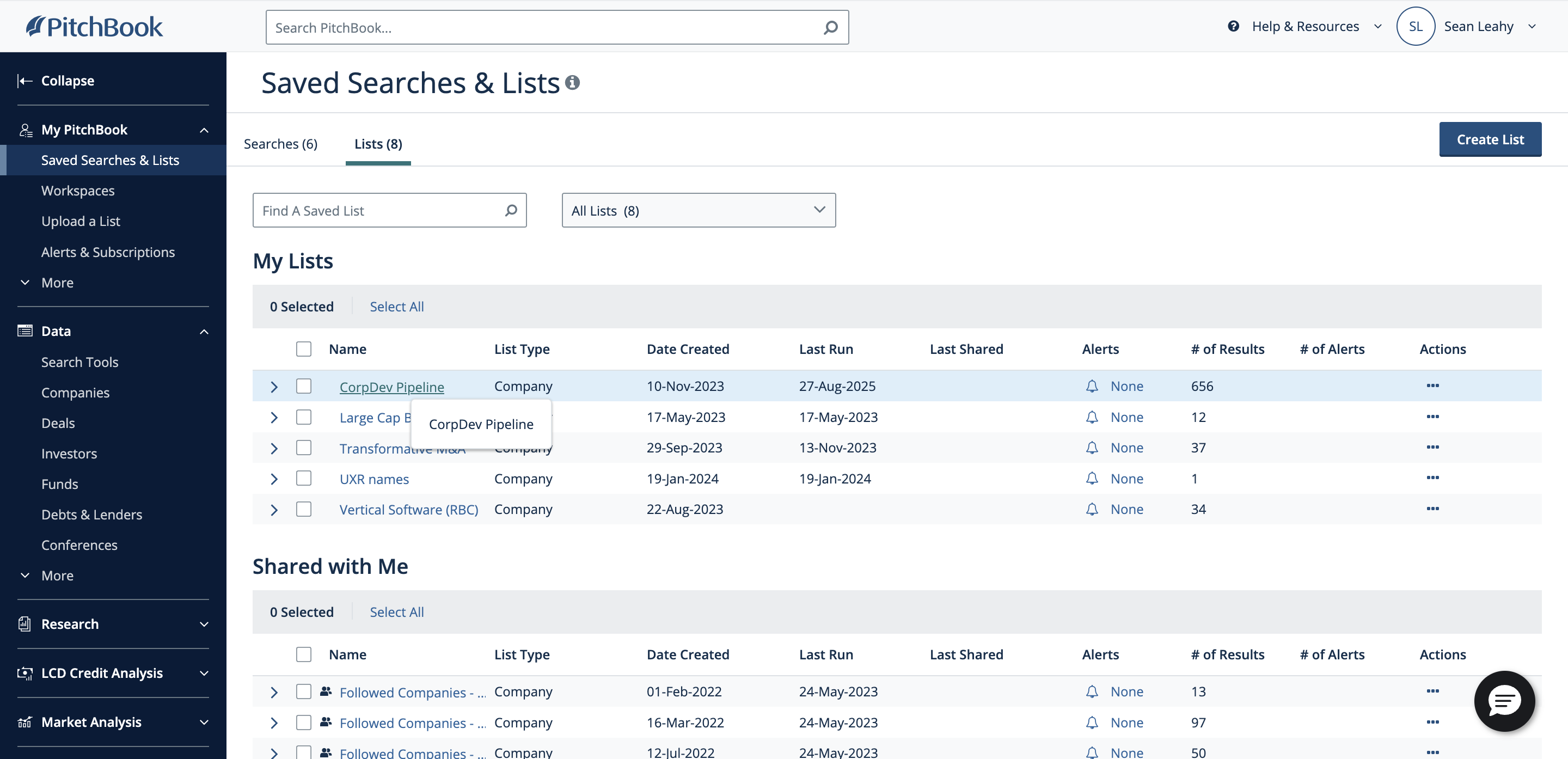 Step #10: Click on "CorpDev Pipeline"