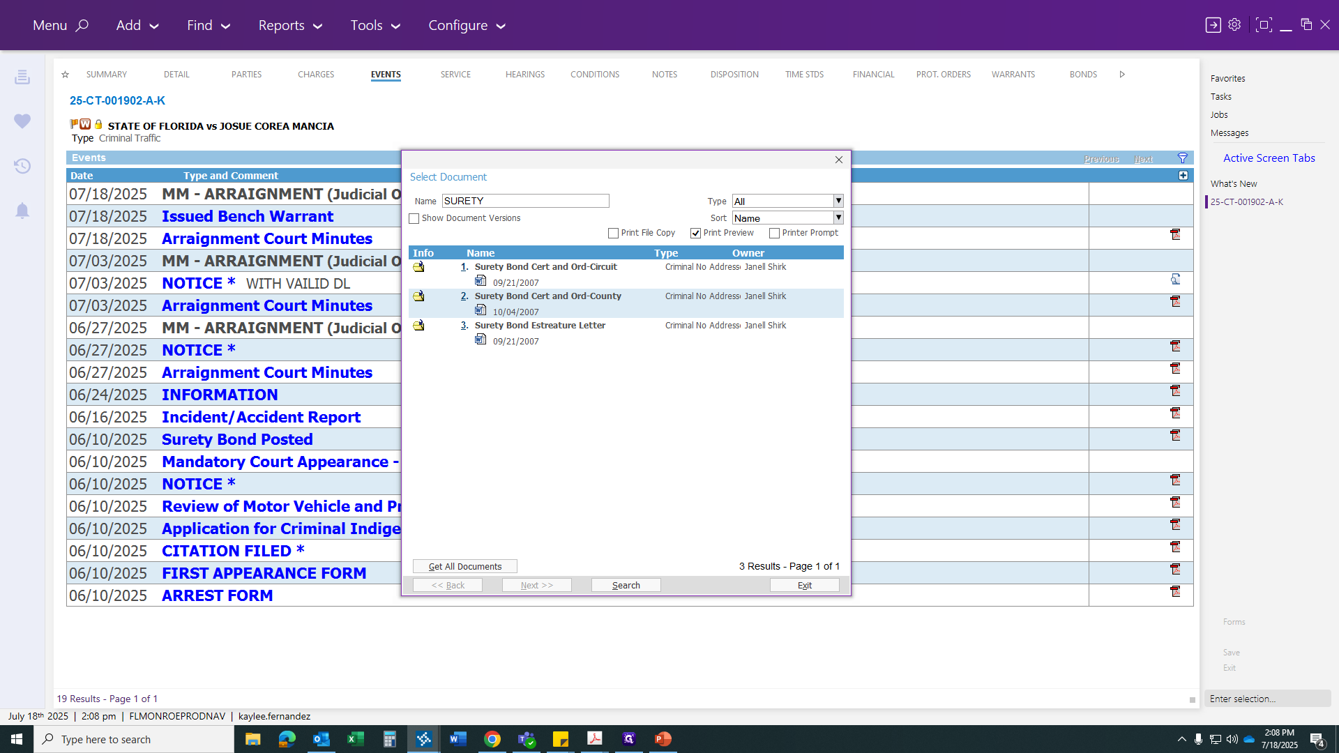 Step #35: Click on "Surety Bond Cert and Ord - County"