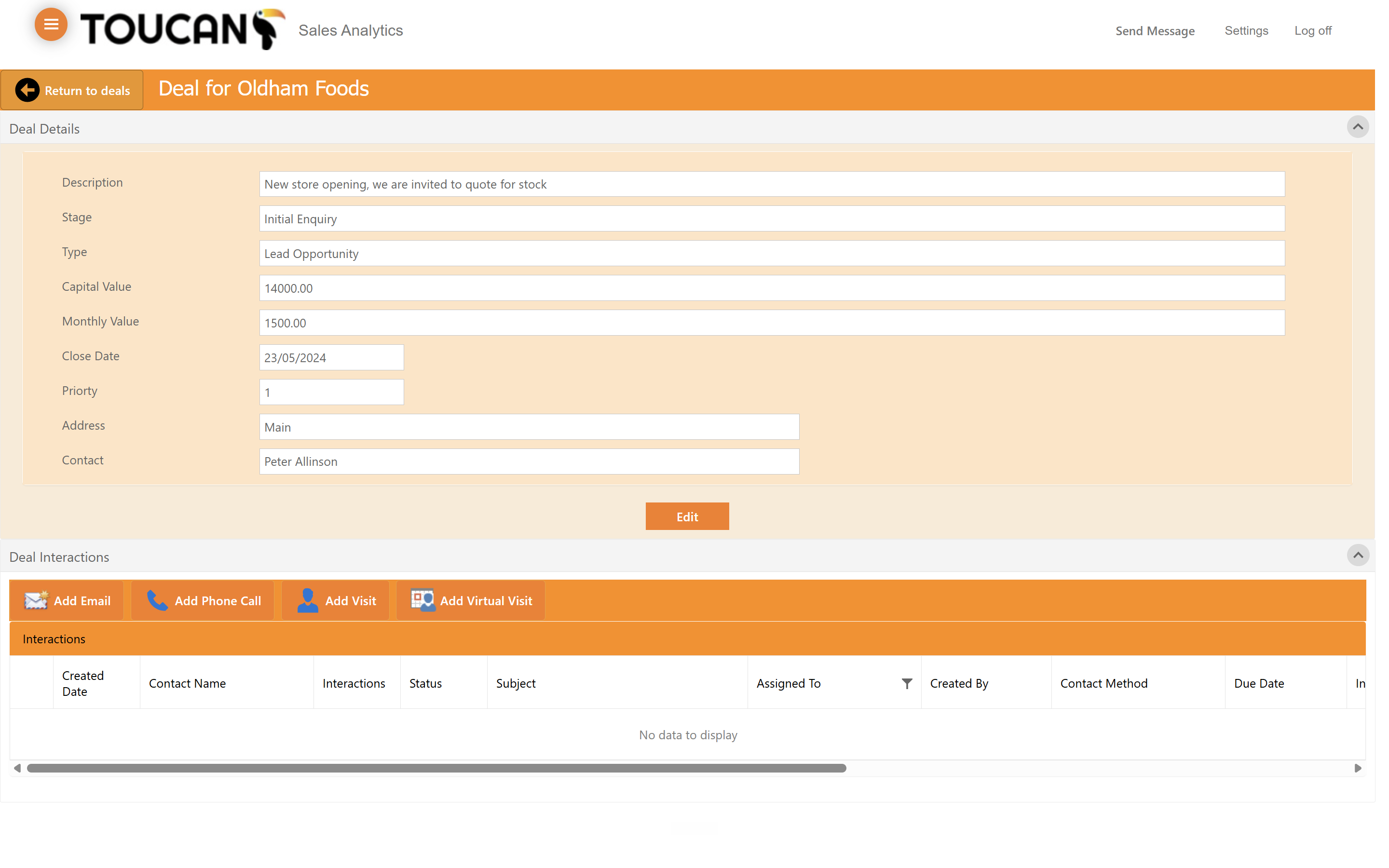 Step #11: Click Return to deals to navigate back to the main dashboard.