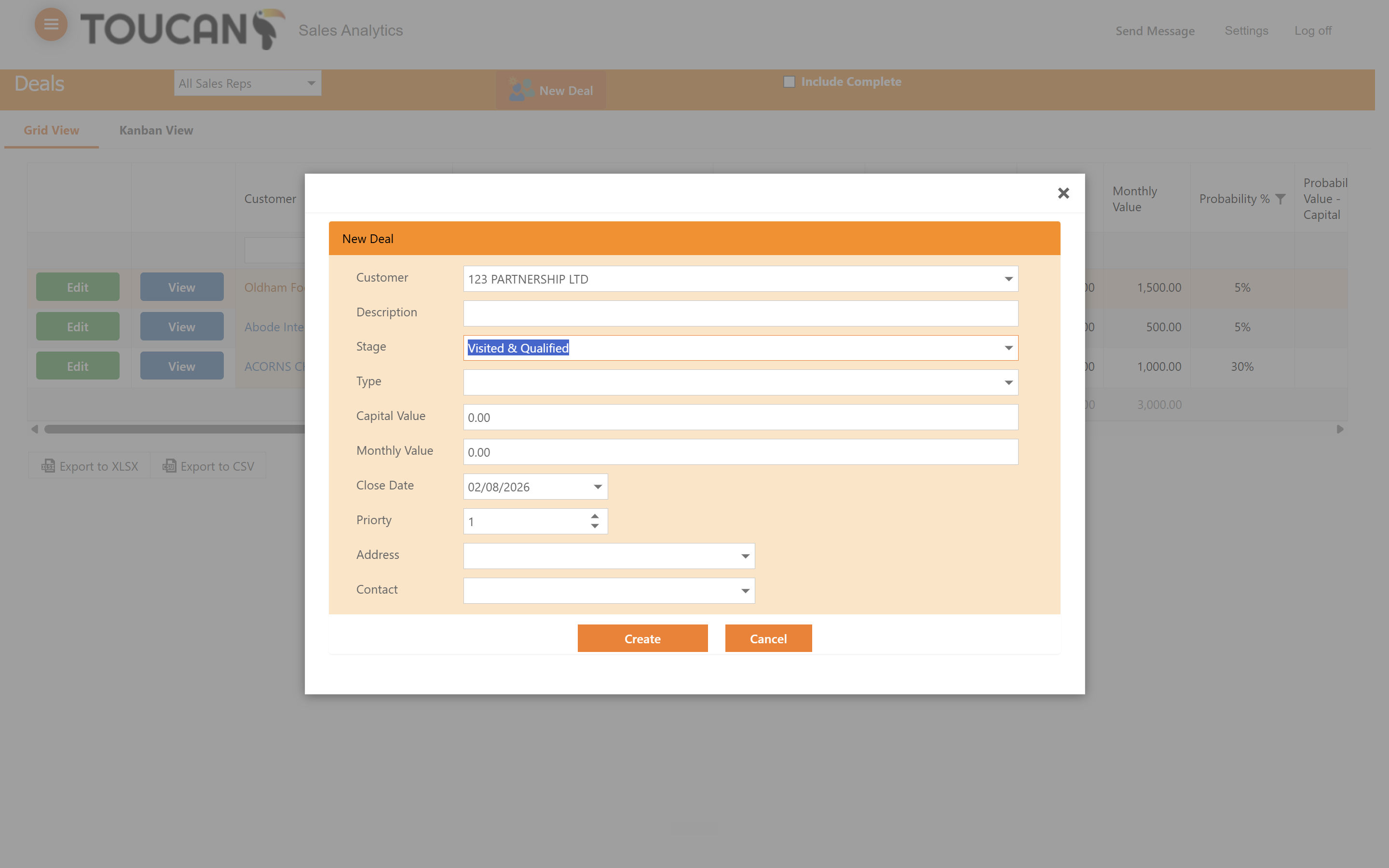 Step #16: Select the applicable starting stage, such as Visited & Qualified.