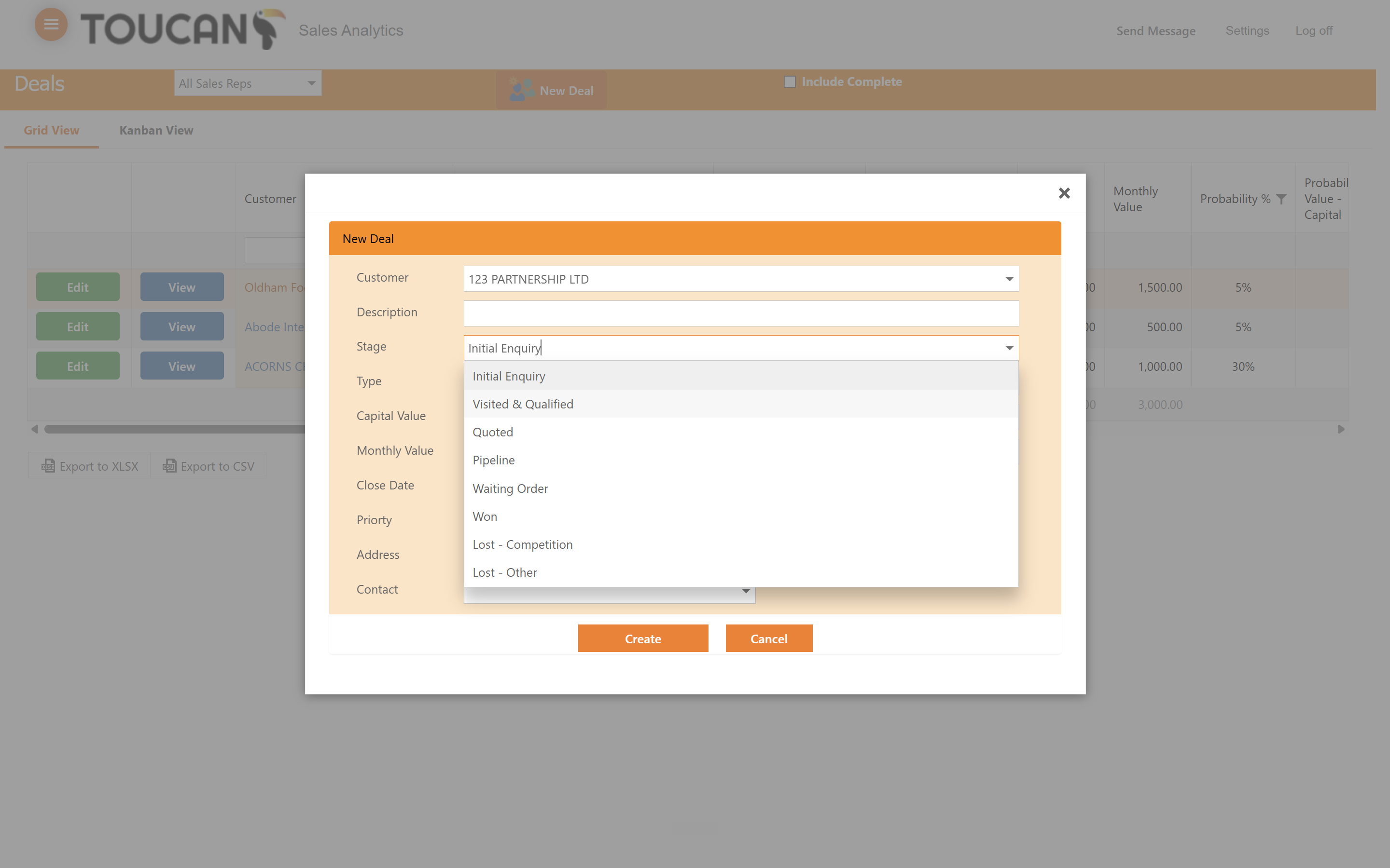 Step #15: Click the Stage dropdown to define the initial pipeline status.
